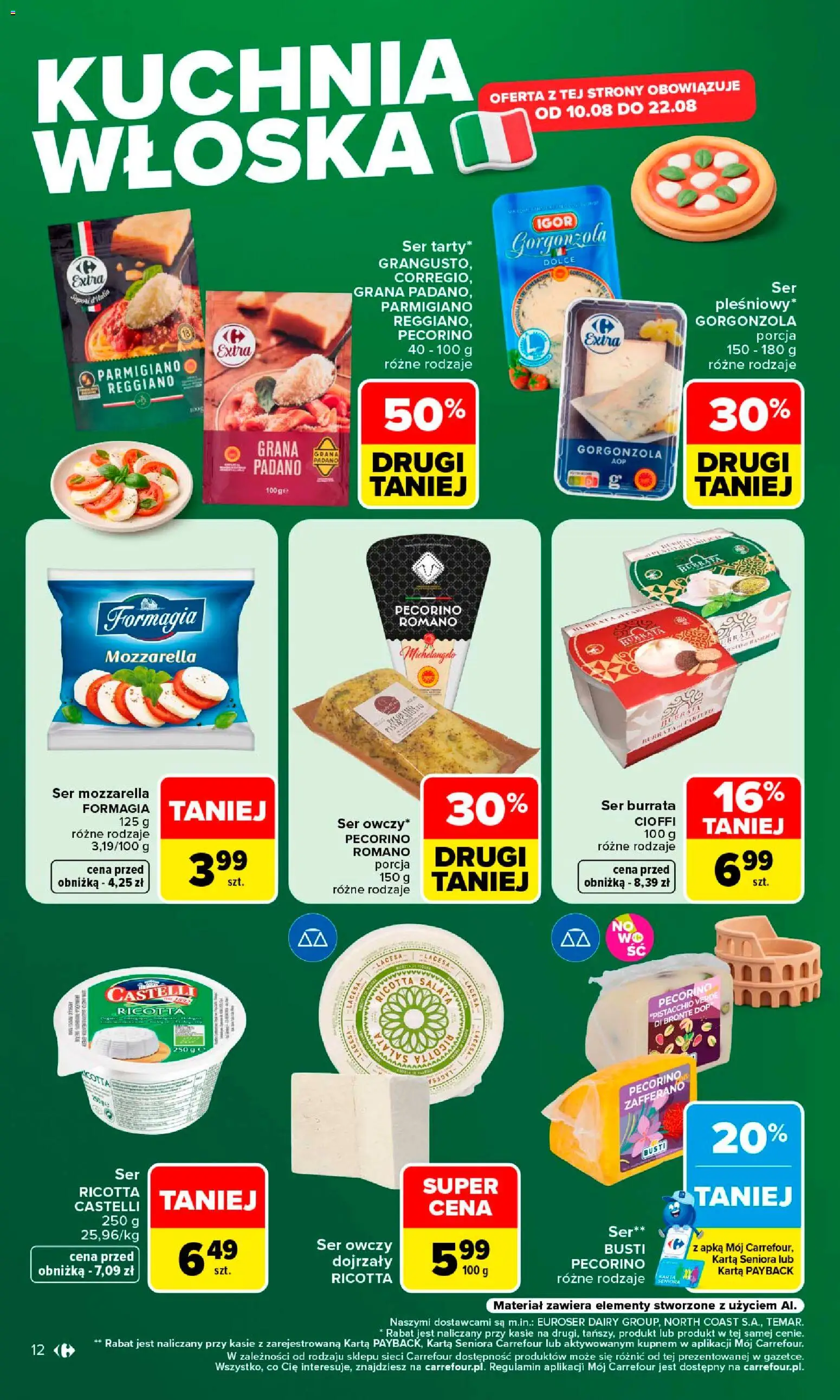 Carrefour gazetka od 10.08.2026 | Strona: 14 | Produkty: Karta, Pecorino, Ser owczy, Mozzarella