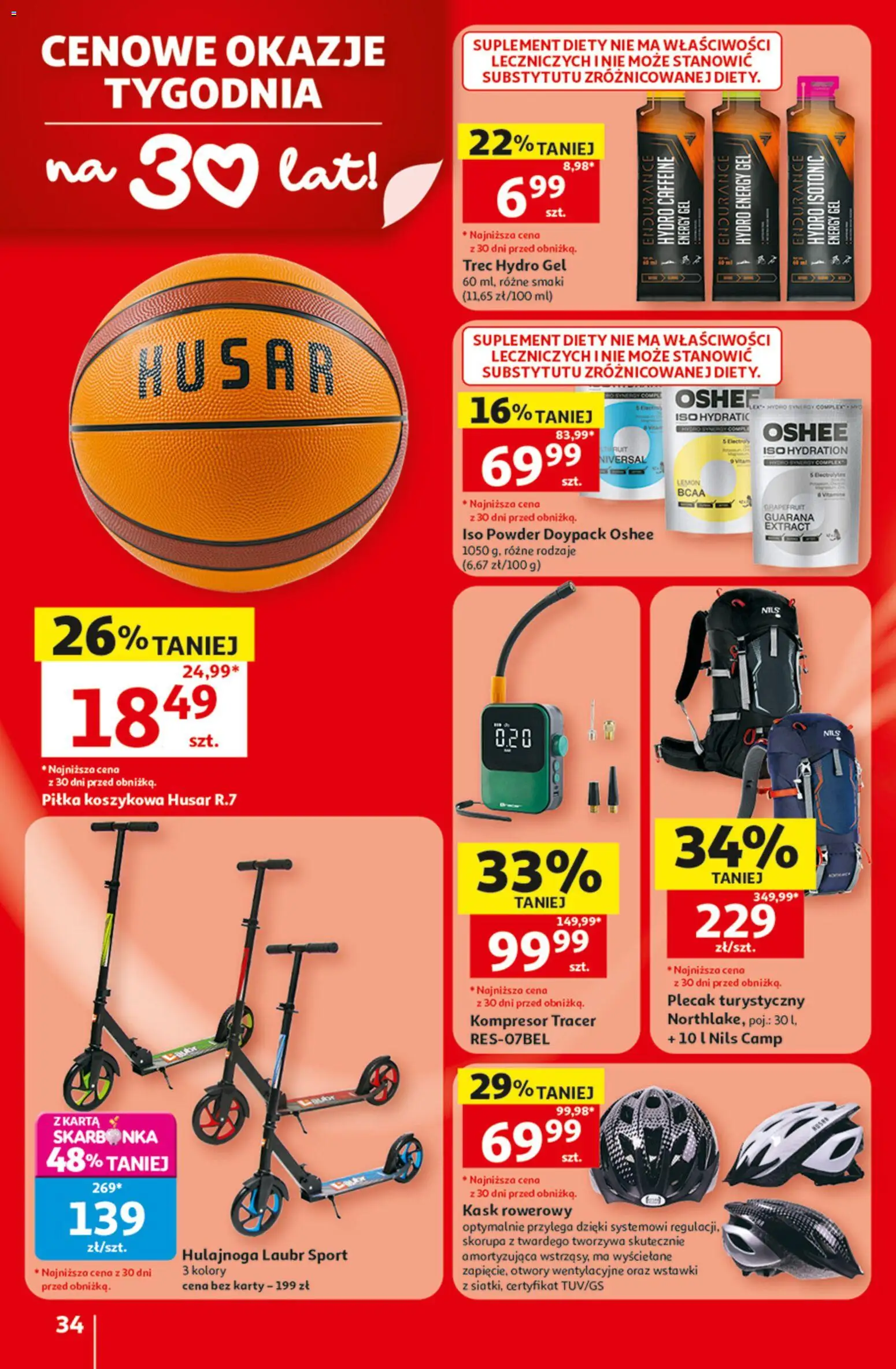Auchan gazetka - 30 Lat Hipermarket od 09.07.2026 | Strona: 34 | Produkty: Karta, Plecak