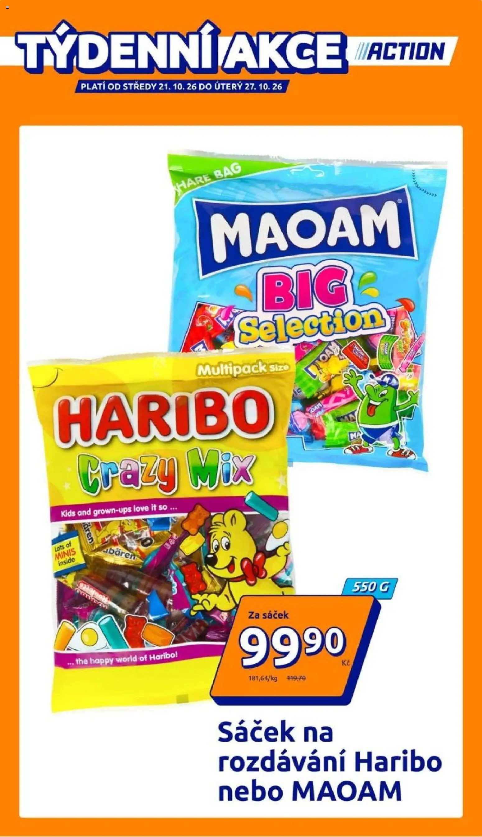 Action leták od 21.10.2026 | Strana: 1 | Produkty: Haribo, Sáček