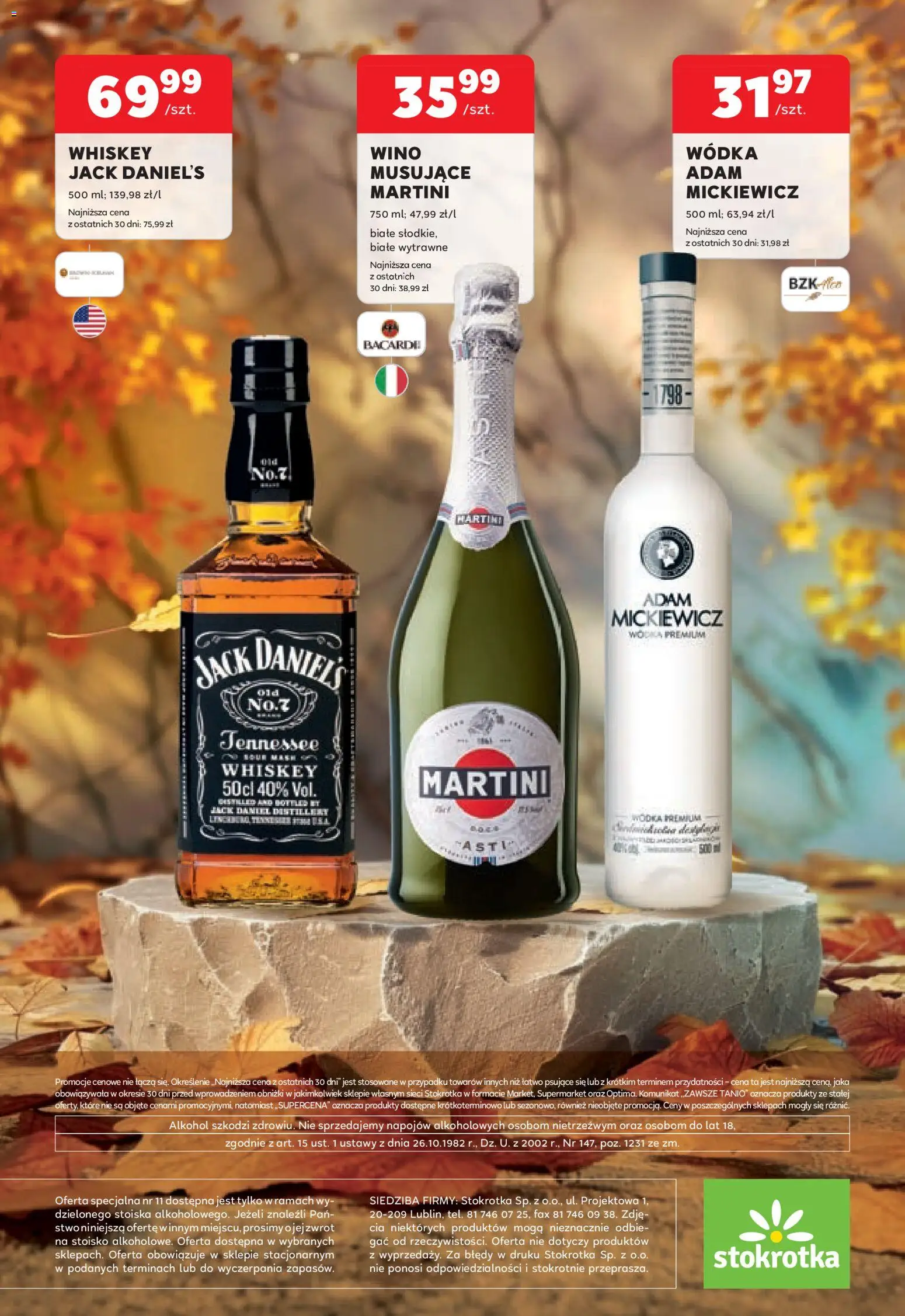 Stokrotka gazetka - Oferta alkoholowa od 01.10.2026 | Strona: 16 | Produkty: Martini, Adam mickiewicz wódka, Wino, Wódka