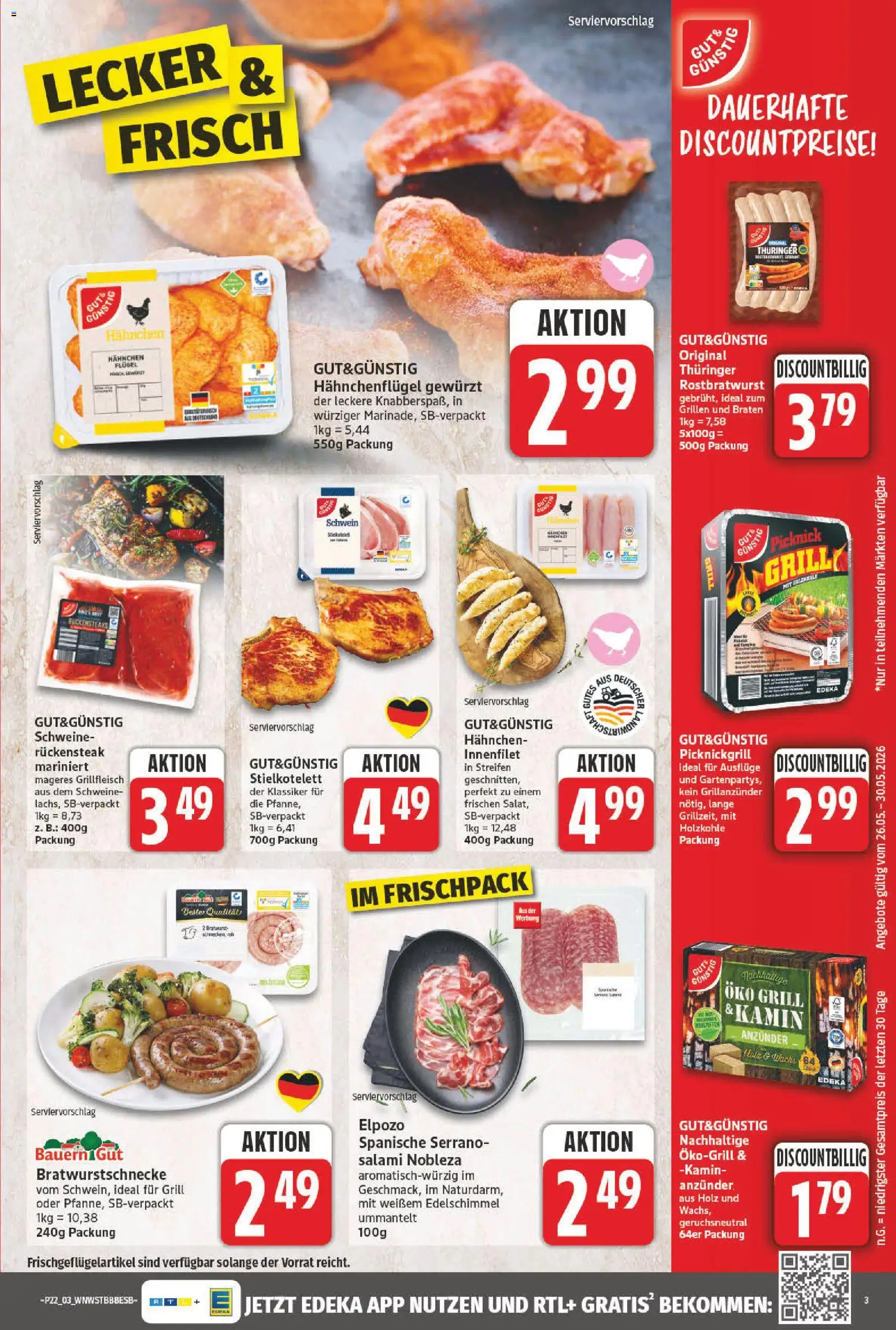 NP Discount Prospekt – gültig ab 26.05.2026 | Seite: 3 | Produkte: Grill, Kamin, Grillfleisch, Salami