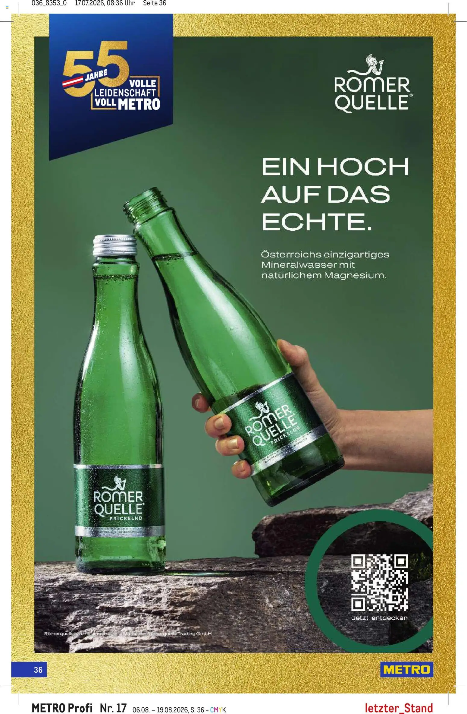 Metro angebote Profi gültig ab 06.08.2026 | Seite: 36 | Produkte: Uhr, Mineralwasser