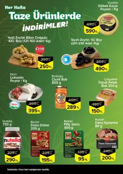 01 Ekim 2026 tarihinden itibaren geçerli olan Onur Market kataloğu önizlemesi | Sayfa: 2 | Ürünler: Döner, Peynir, Ekici, Biber