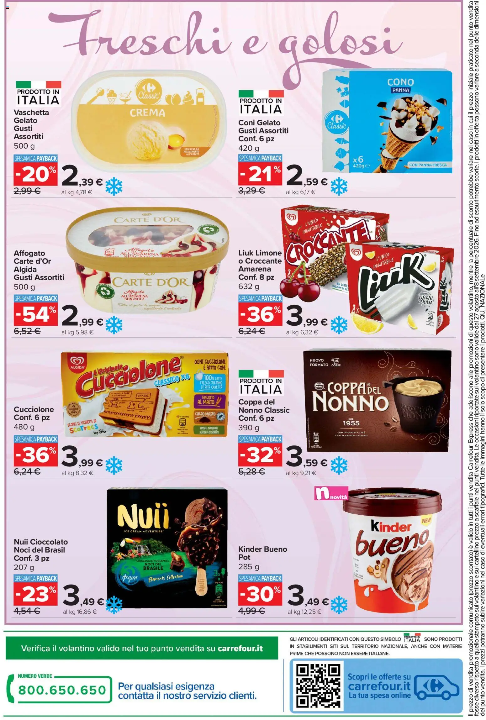 Volantino Carrefour del 27/08/2026 | Pagina: 18 | Prodotti: Crema, Caffè, Gelato, Amarena