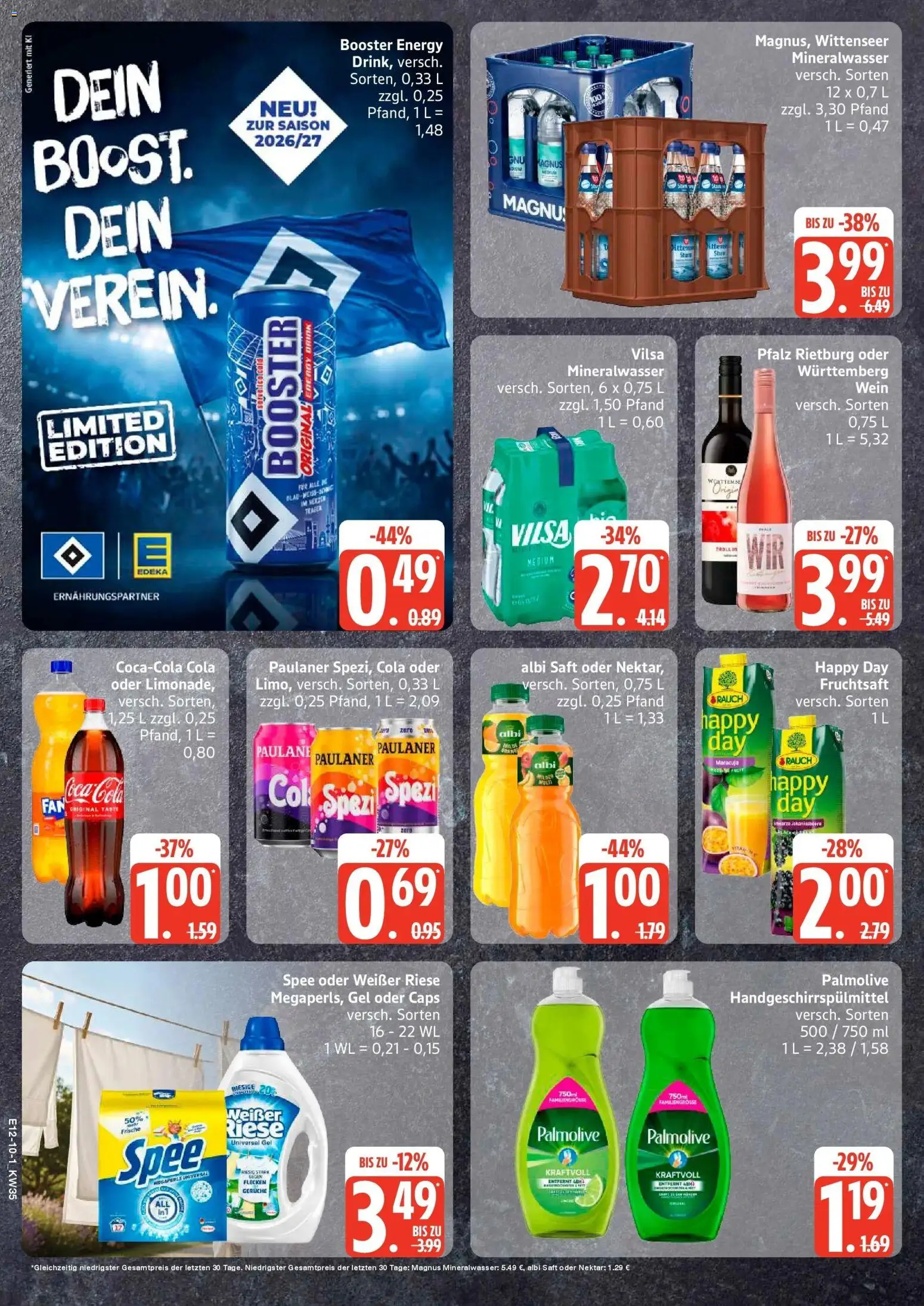 Edeka Prospekt Hamburg (ab 24.08.2026) » Angebote Online | Seite: 10 | Produkte: Cola, Energy, Spee, Saft