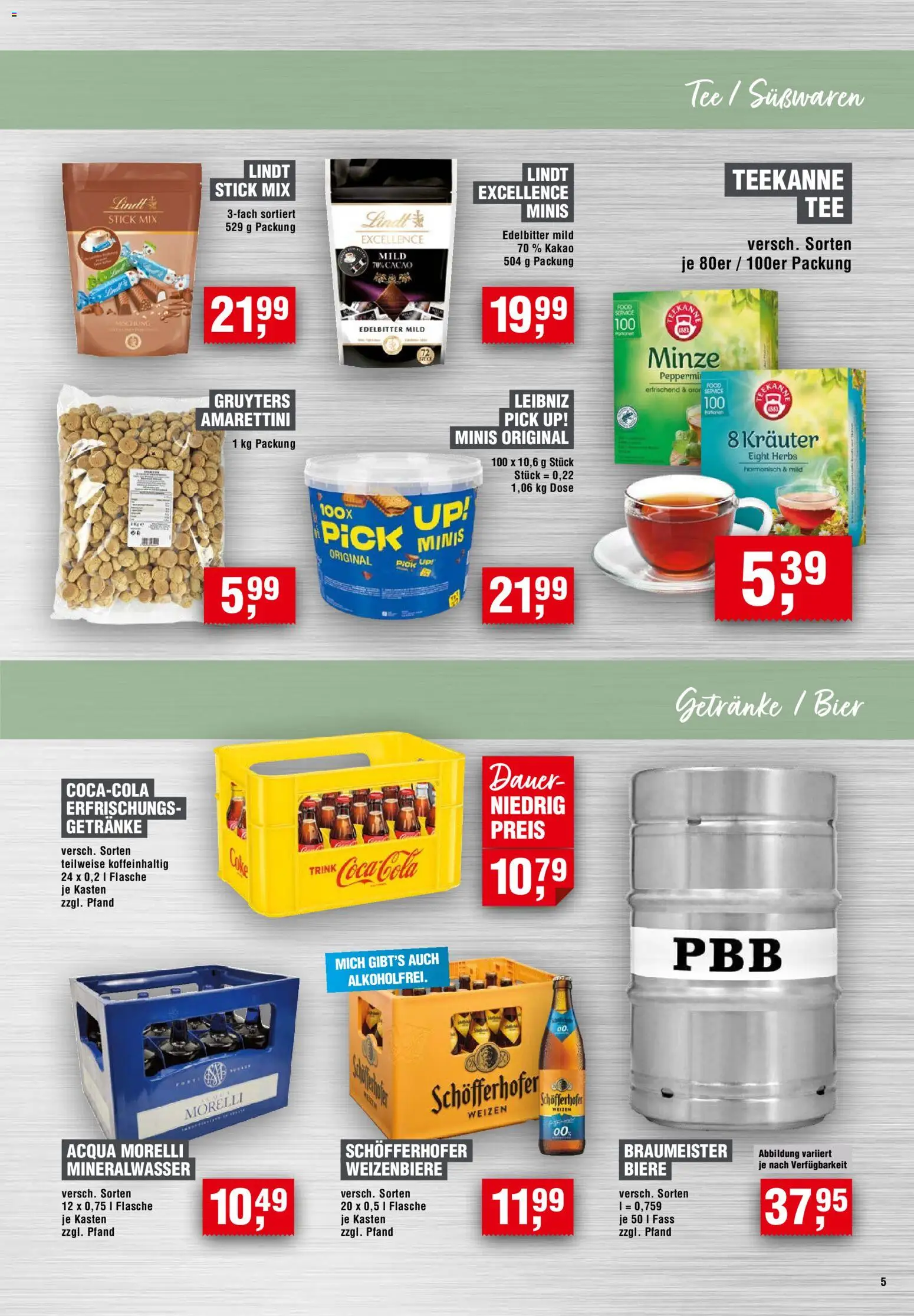 Handelshof Gastro & GV – gültig ab 01.10.2026 | Seite: 5 | Produkte: Coca cola, Bier, Tee, Lindt