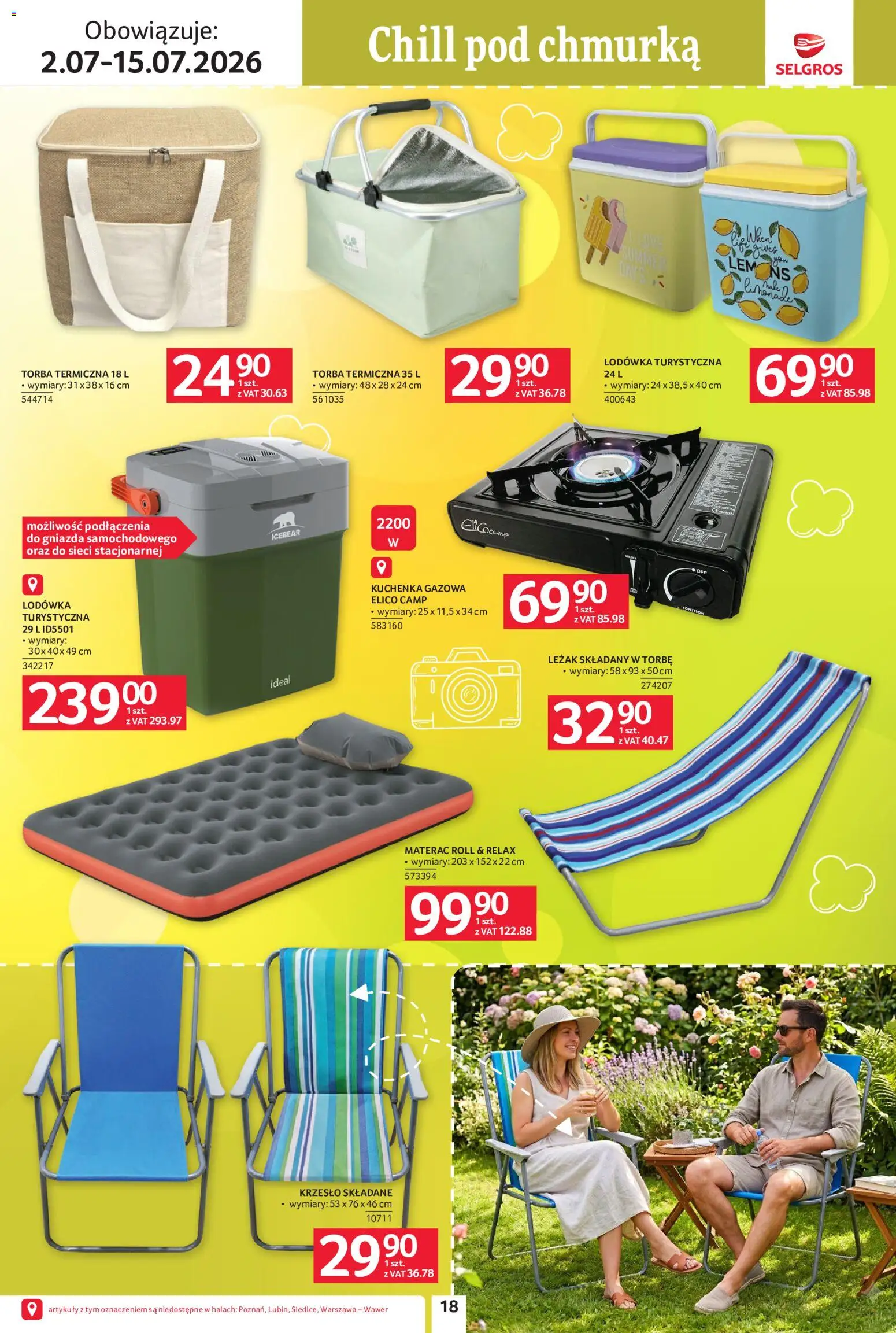 Selgros cash&carry gazetka - Urlop od 02.07.2026 | Strona: 18 | Produkty: Torba, Materac, Leżak, Lodówka turystyczna
