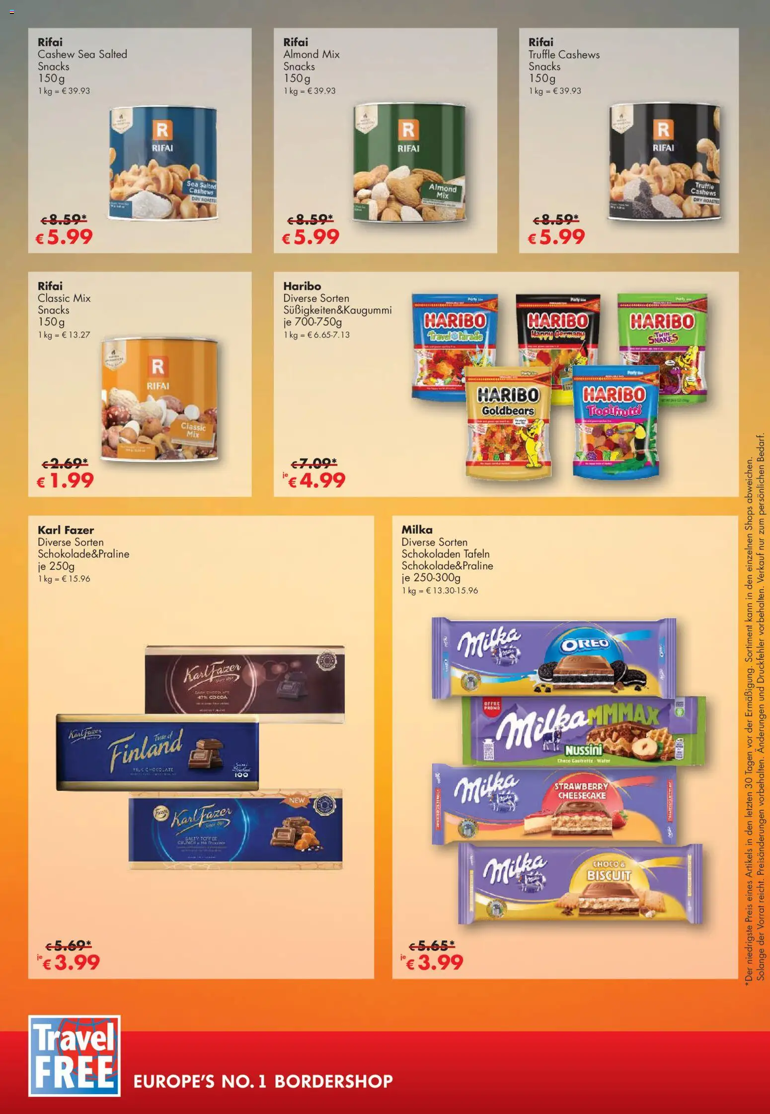Travel Free Angebote – gültig ab 01.09.2026 | Seite: 4 | Produkte: Haribo, Cashew, Milka