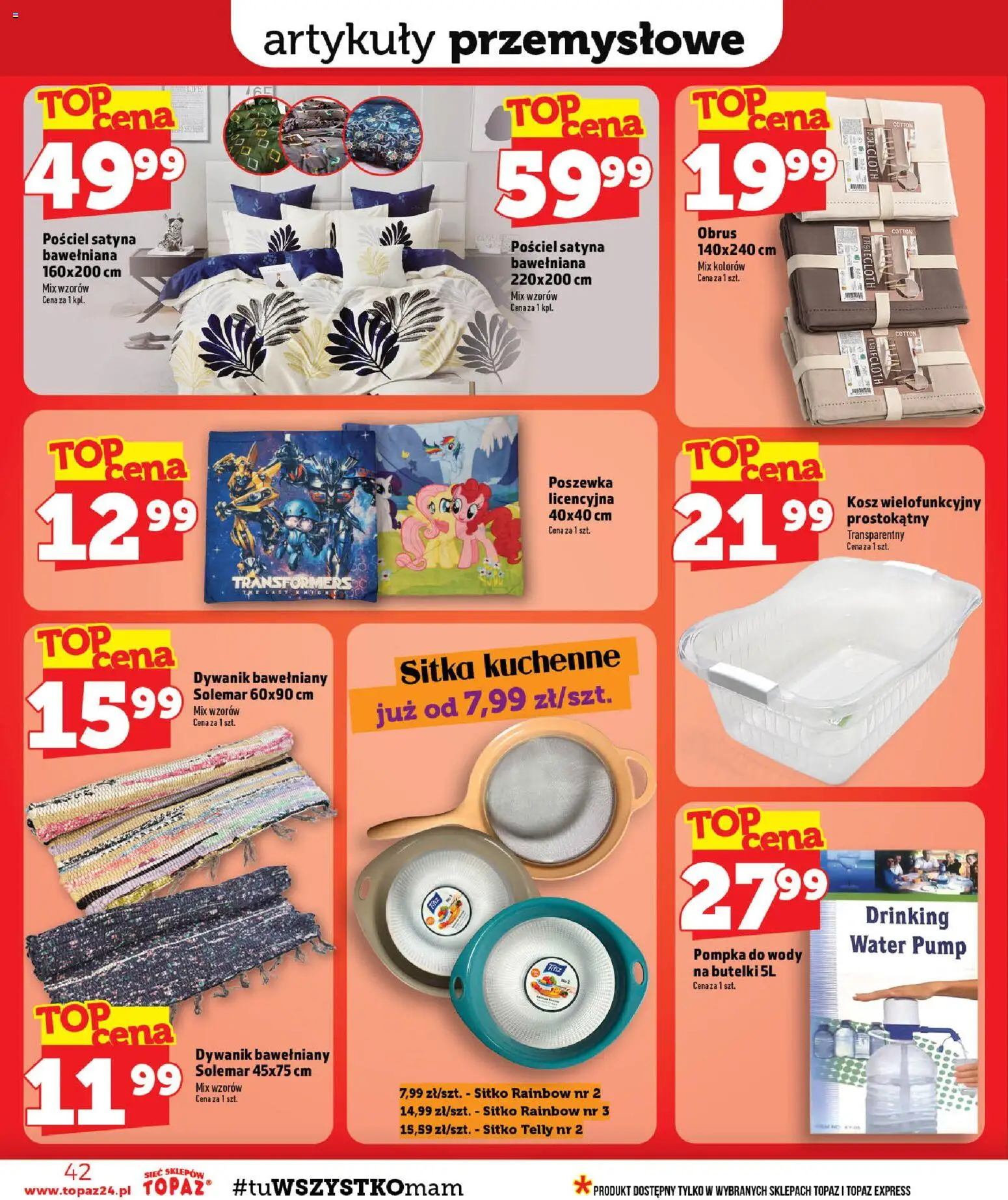 Topaz gazetka - MAZ od 06.08.2026 | Strona: 42 | Produkty: Pościel, Artykuły przemysłowe, Kosz