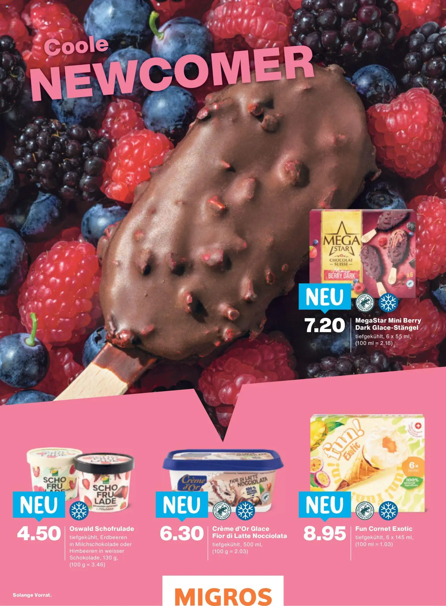 Migros aktionen Magazin – gültig ab 06.05.2026 | Seite: 2 | Produkte: Glace, Erdbeeren, Creme