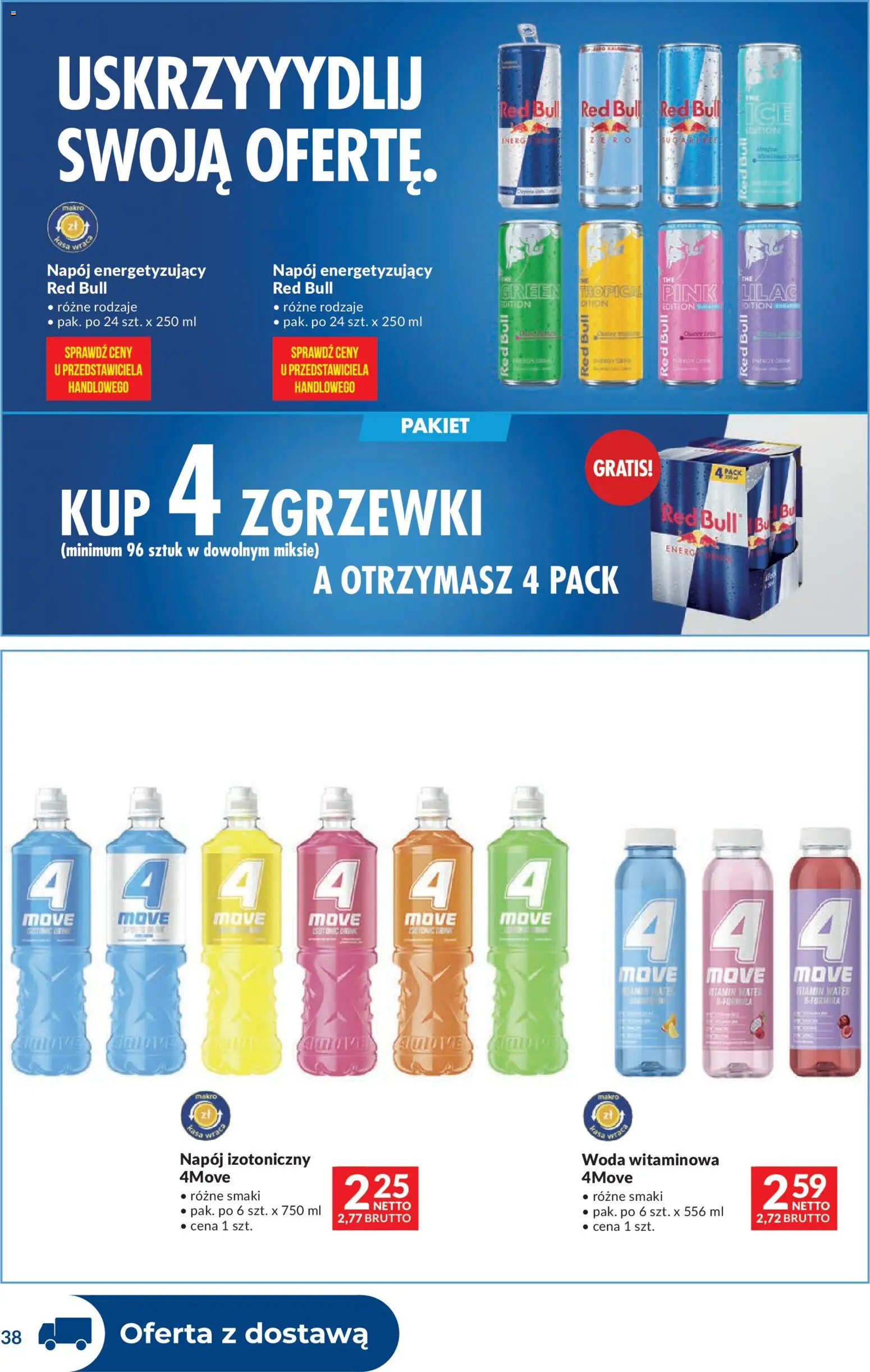 Makro gazetka - Dystrybucja do sklepów od 04.08.2026 | Strona: 38 | Produkty: Red bull, Woda