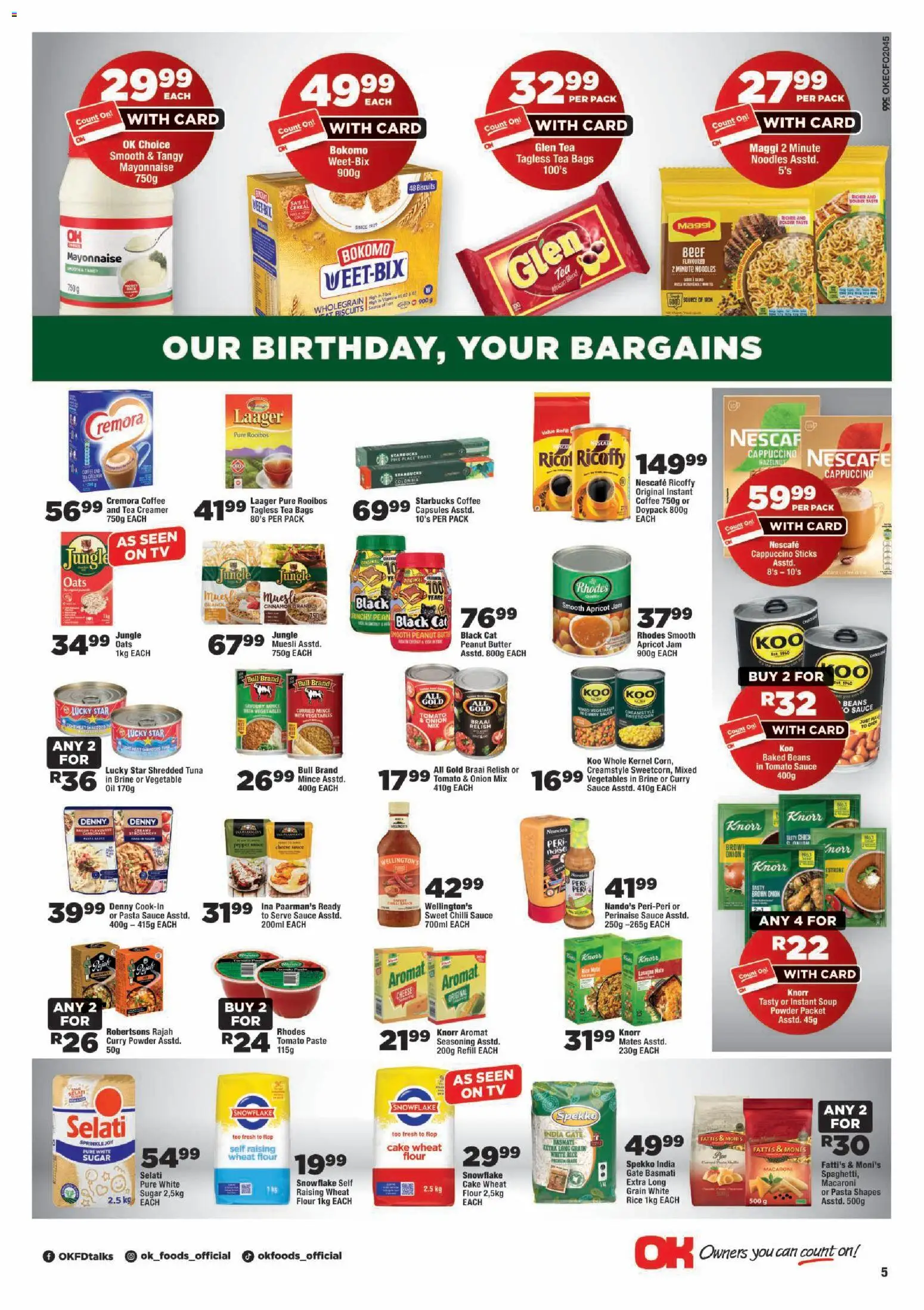 New OK Foods catalogue – valid from 23/09/2026 | Page: 5 | Products: Beans, Pasta sauce, Powder, Curry powder