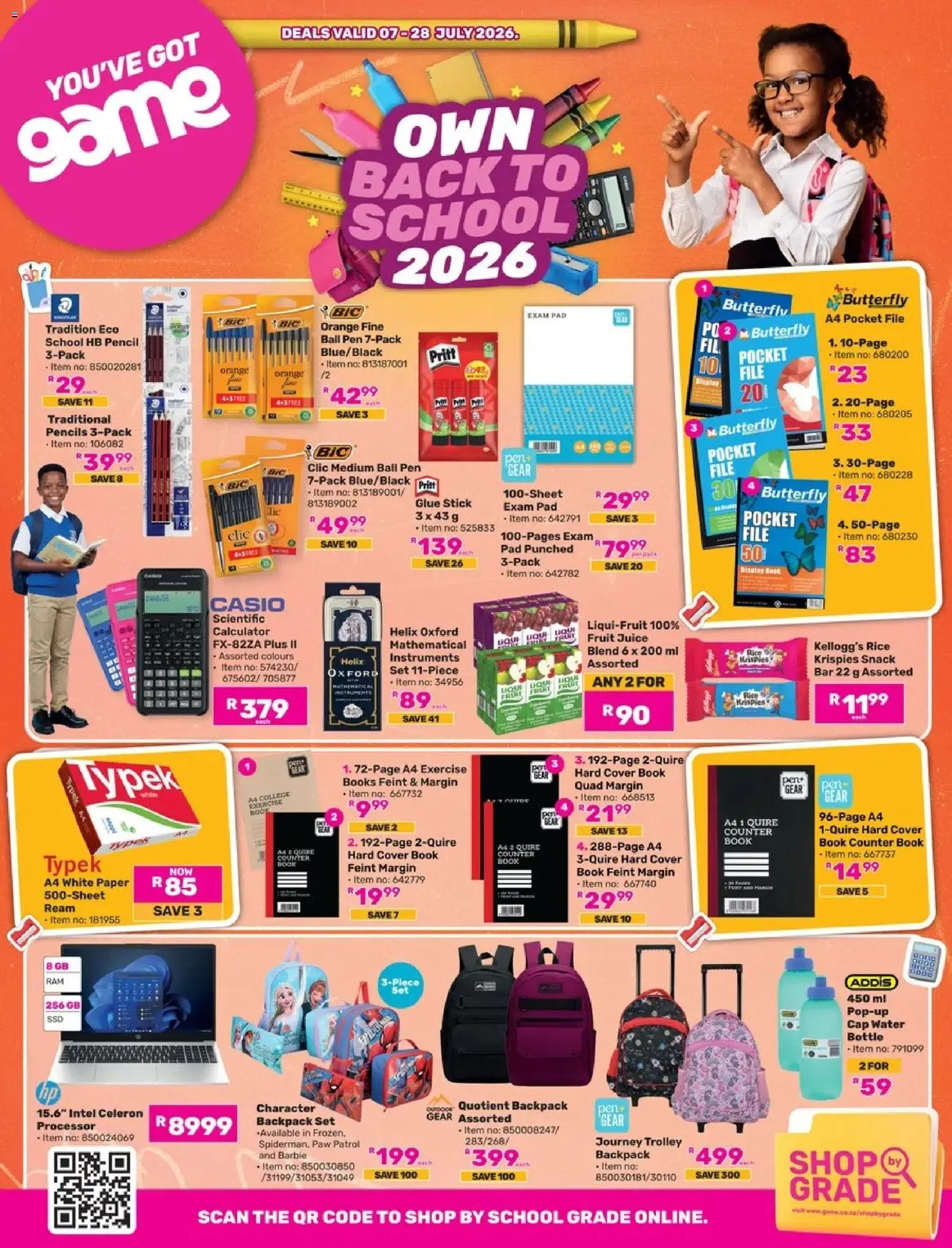 New Game catalogue – valid from 07/07/2026 | Page: 1 | Products: Calculator, Pen, Rice, Fruit