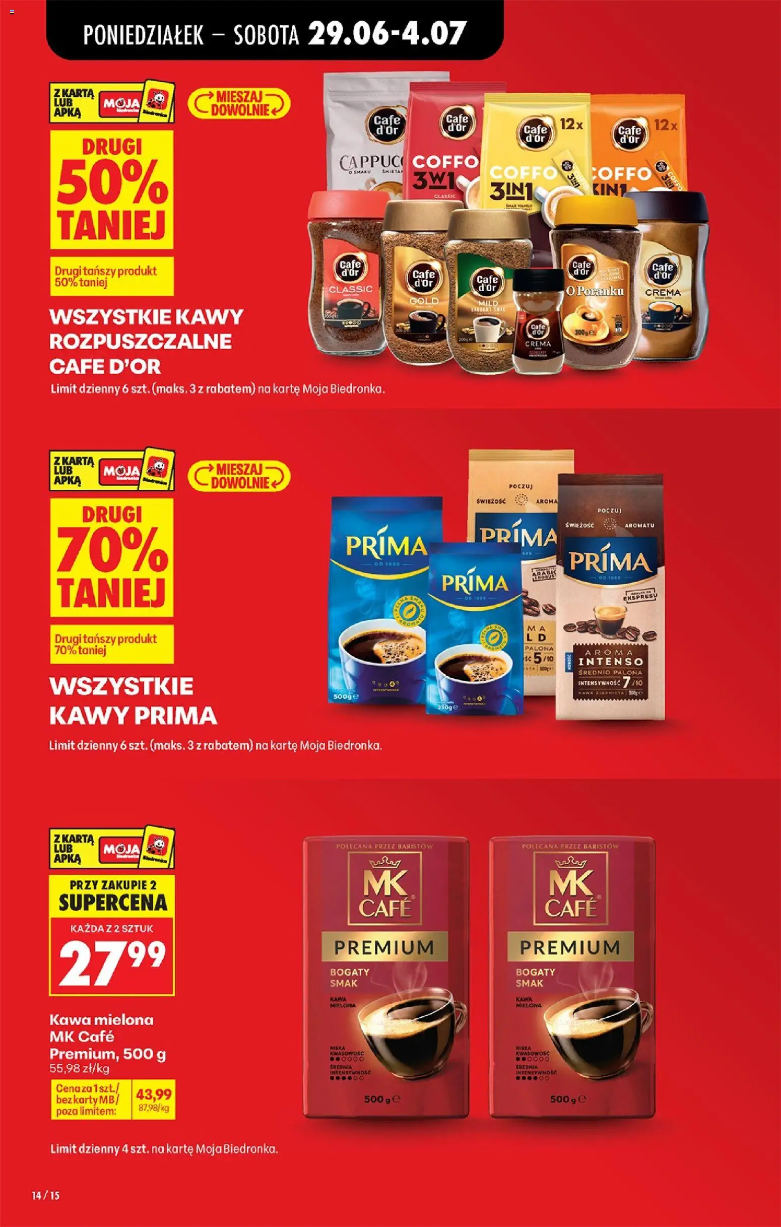Biedronka gazetka od poniedziałku od 29.06.2026 | Strona: 16 | Produkty: Karta, Kawa ziarnista, Kawa