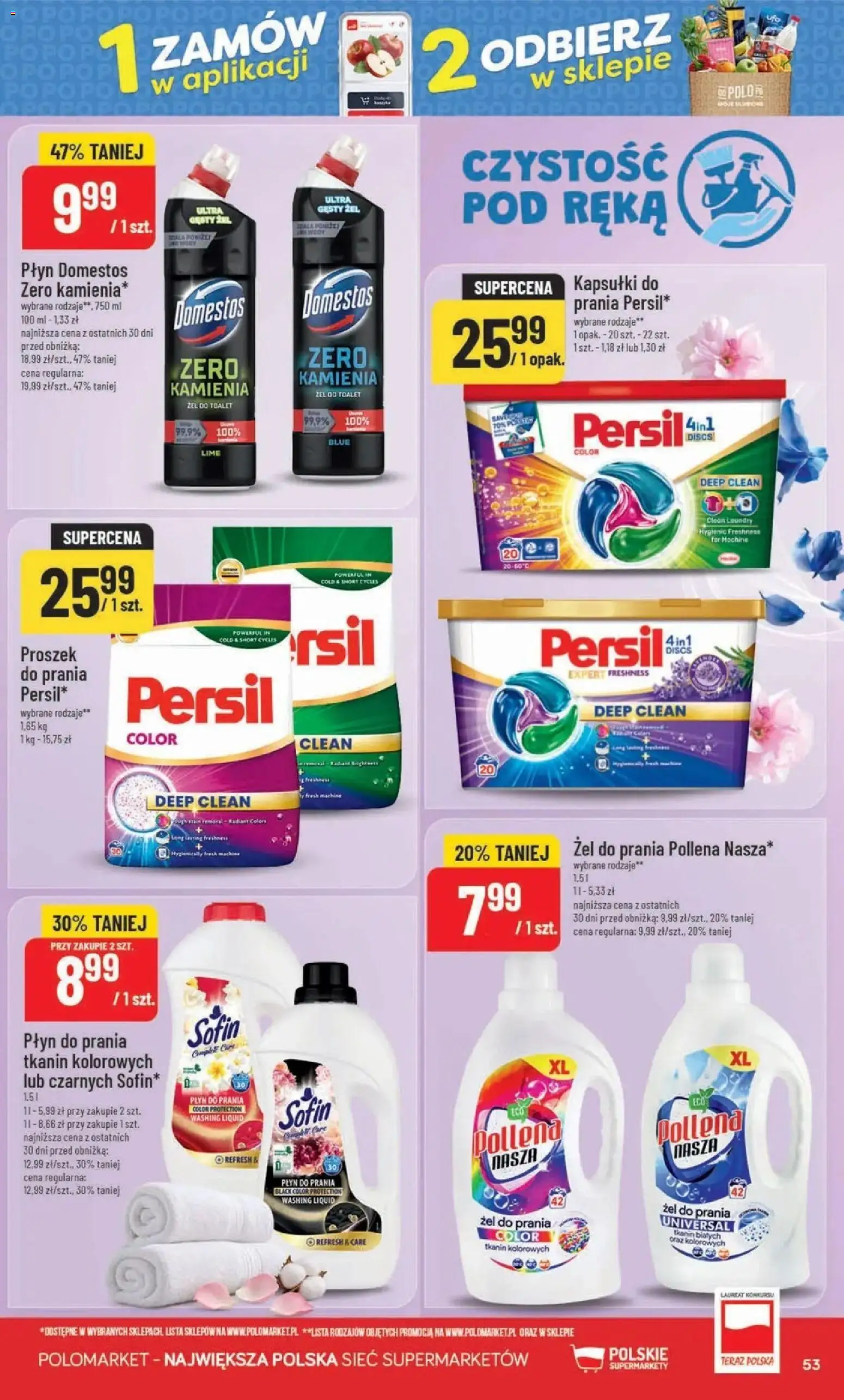 Nowa POLOmarket gazetka od jutra 30.09.2026 | Strona: 53 | Produkty: Kapsułki, Proszek, Persil, Domestos