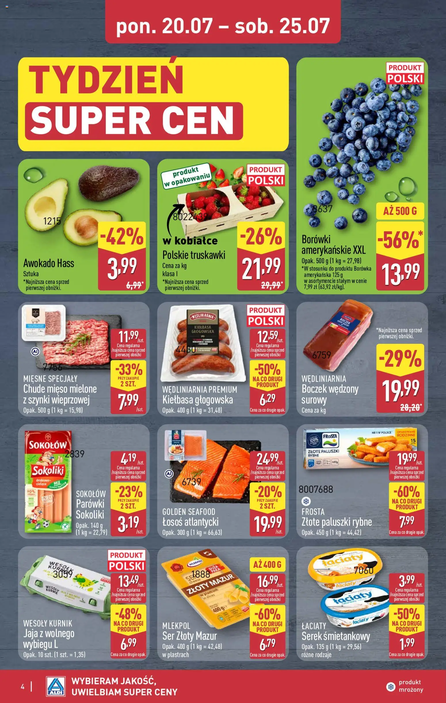 Aldi Polsko leták - Na tani weekend od 23.07.2026 | Strana: 4 | Produkty: Losos