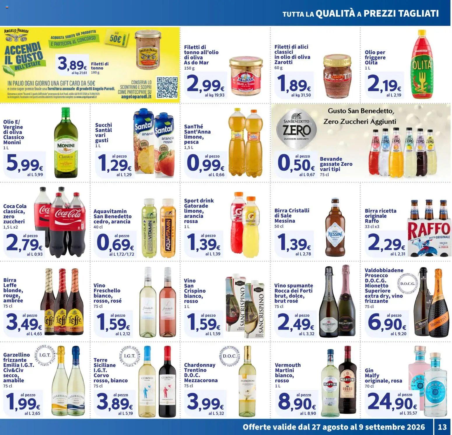 Volantino SIGMA del 27/08/2026 | Pagina: 13 | Prodotti: Prosecco, Sale, Arancia, Coca Cola