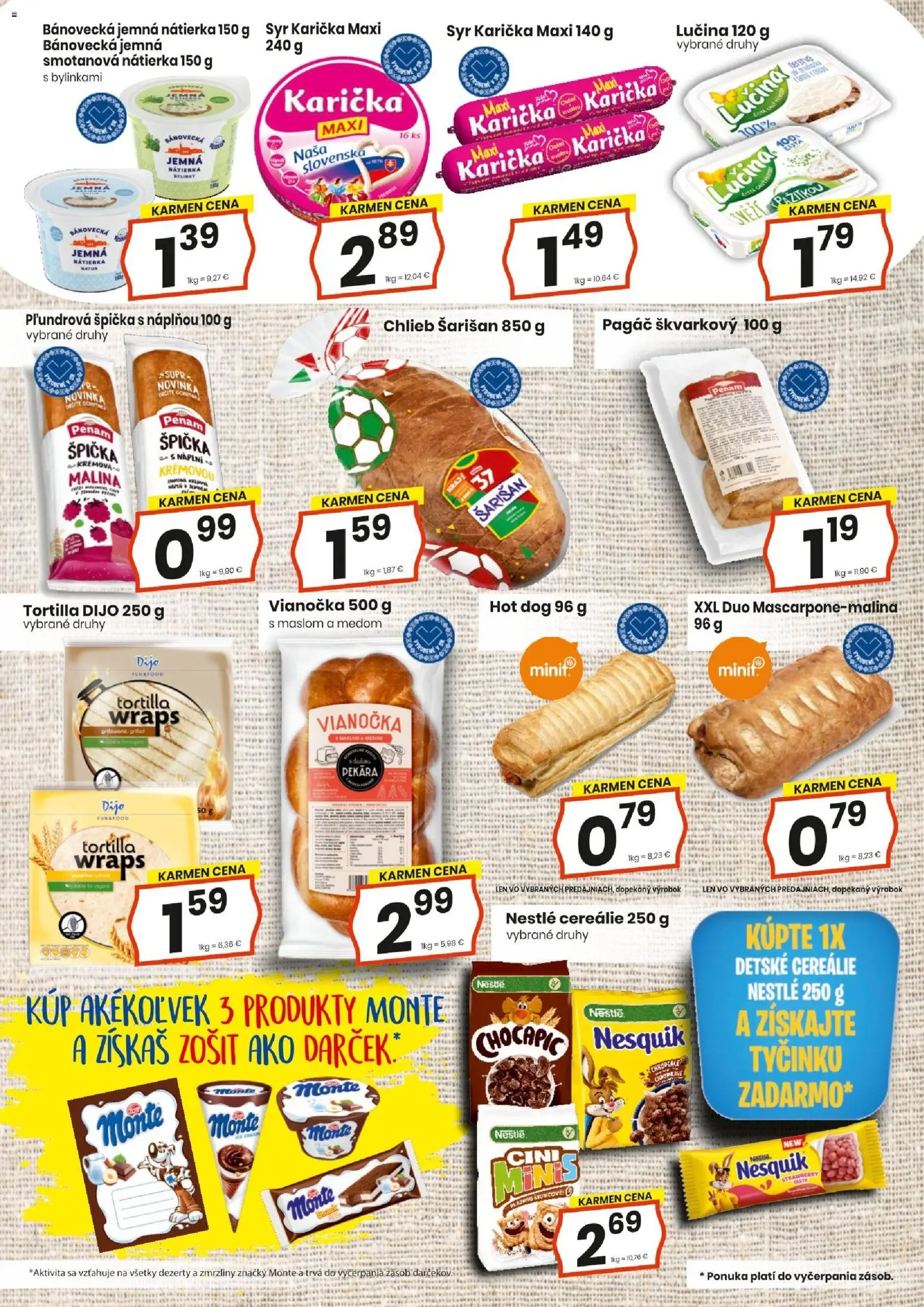 Nové KARMEN CBA akcie – leták je platný od 20.08.2026 | Strana: 7 | Produkty: Syr, Cereálie, Bylinky, Nesquik