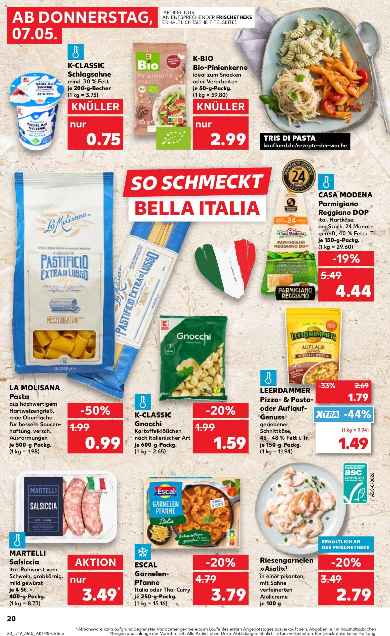 Kaufland Prospekt Frankfurt (Oder)	 – gültig ab 07.05.2026 | Seite: 20 | Produkte: Schlagsahne, Leerdammer, Pasta, Sahne