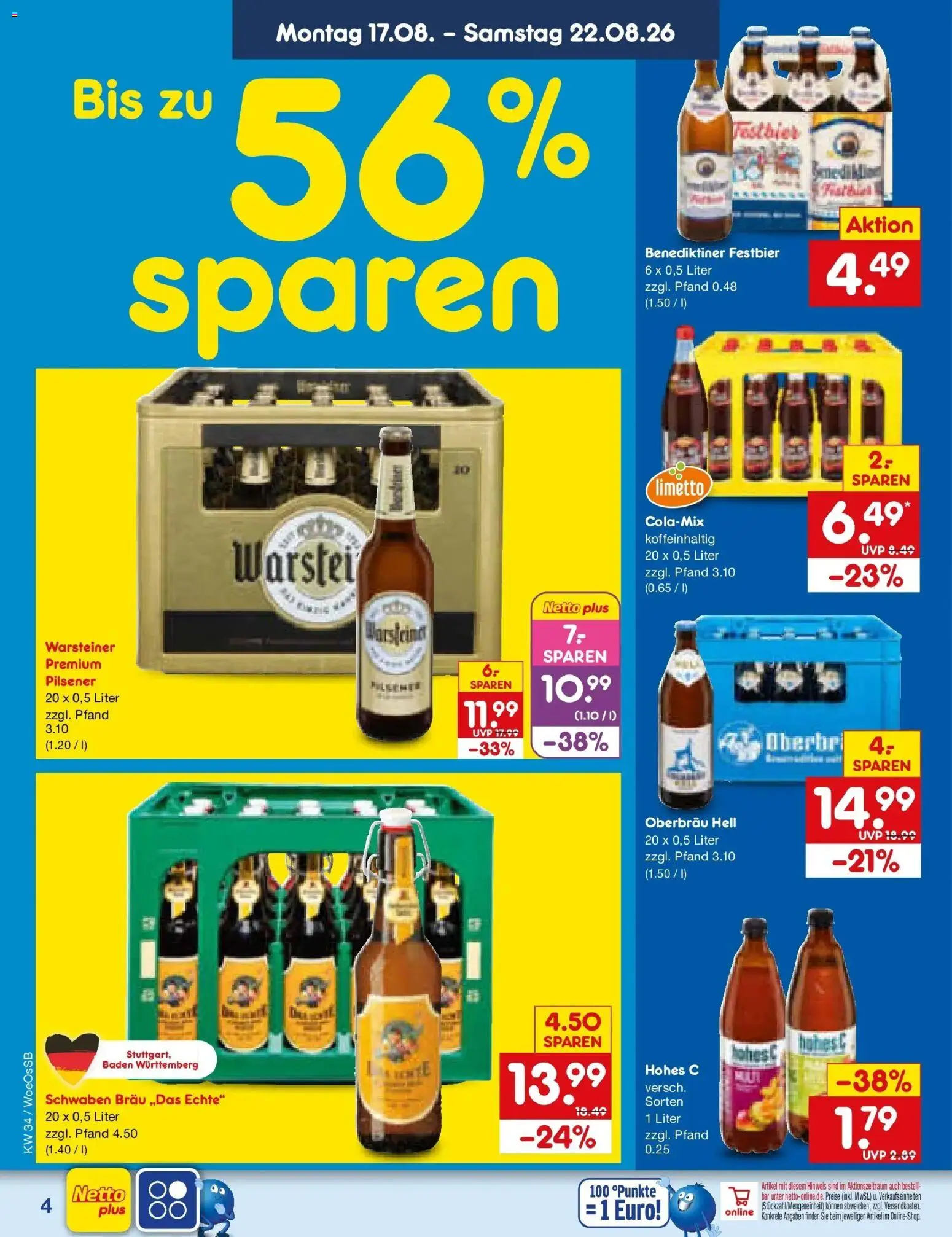 Netto Marken-Discount Prospekt Gemmingen – gültig ab 17.08.2026 | Seite: 6 | Produkte: Warsteiner, Hohes c