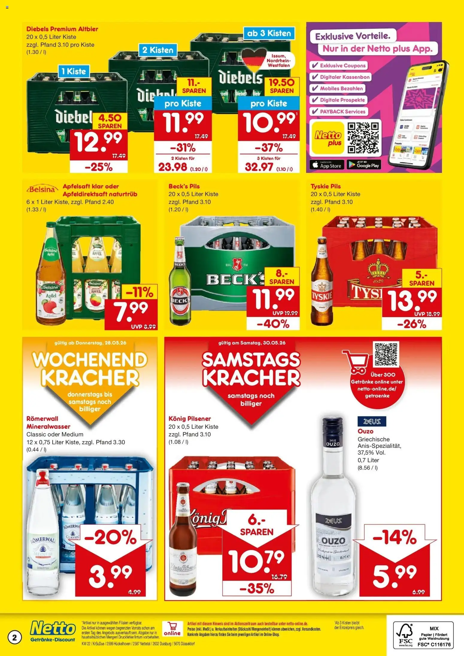 Netto Marken-Discount Prospekt Nettetal – gültig ab 26.05.2026 | Seite: 2 | Produkte: Ouzo 12, Ouzo, Äpfel, Apfelsaft