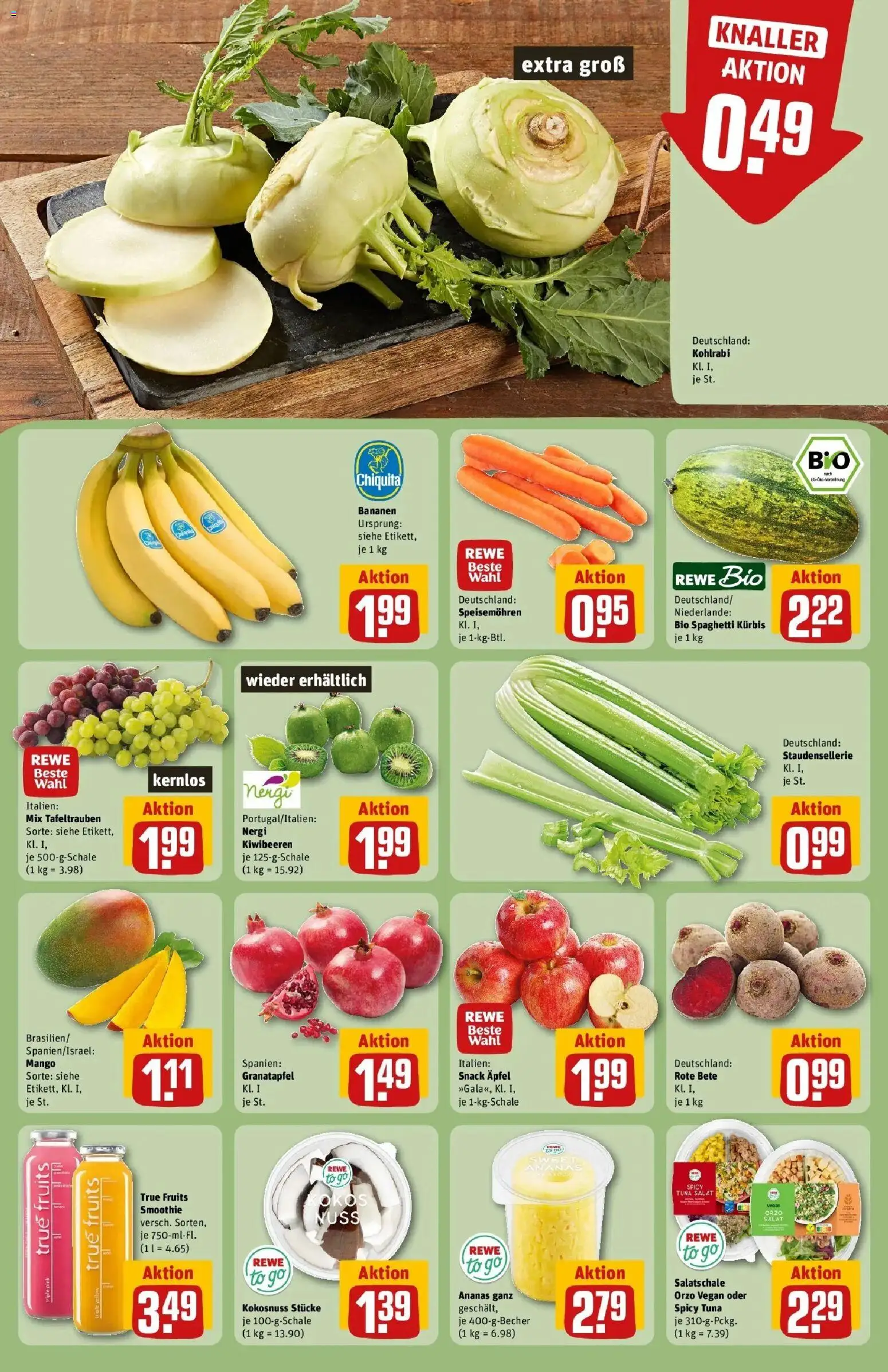 REWE Prospekt ab 14.09.2026 zum Blättern » Angebote | Seite: 4 | Produkte: Ananas, Mango, Kürbis, Salat