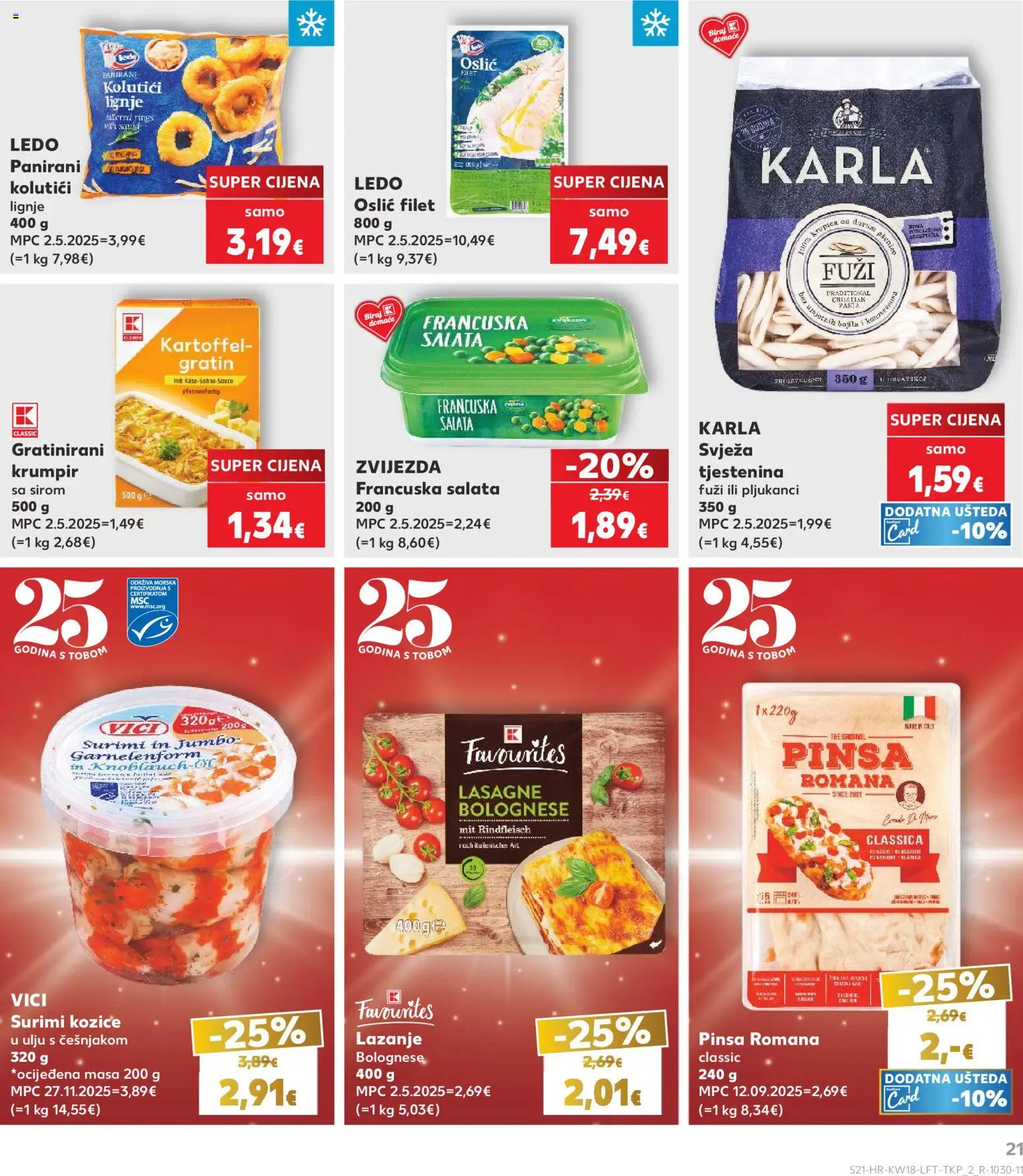 Kaufland katalog | vrijedi od 29.04.2026 | Stranica: 21 | Proizvodi: Tjestenina, Salata, Oslić, Kozice