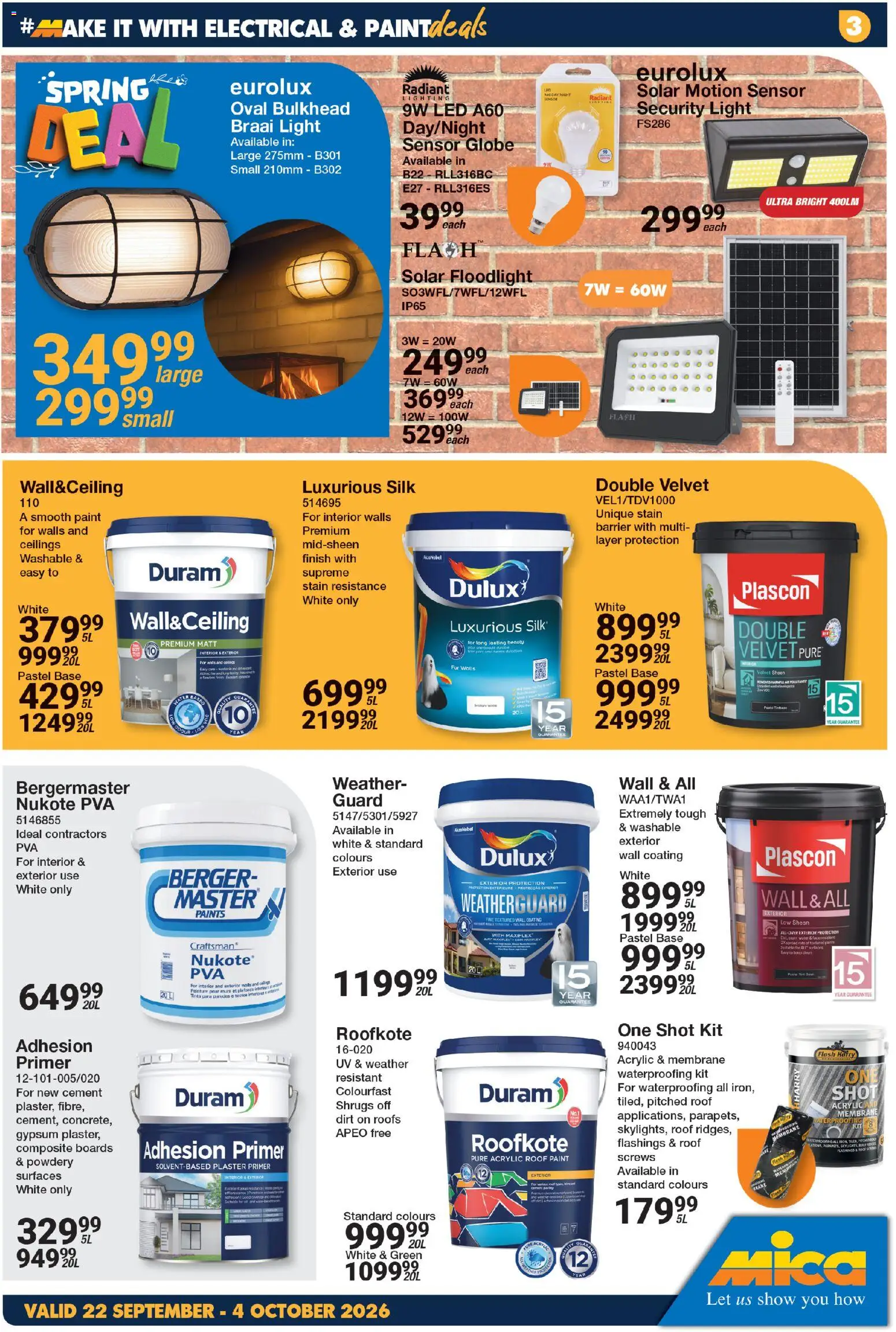 New MICA catalogue – valid from 22/09/2026 | Page: 3 | Products: Primer, Globe, Light, Plaster