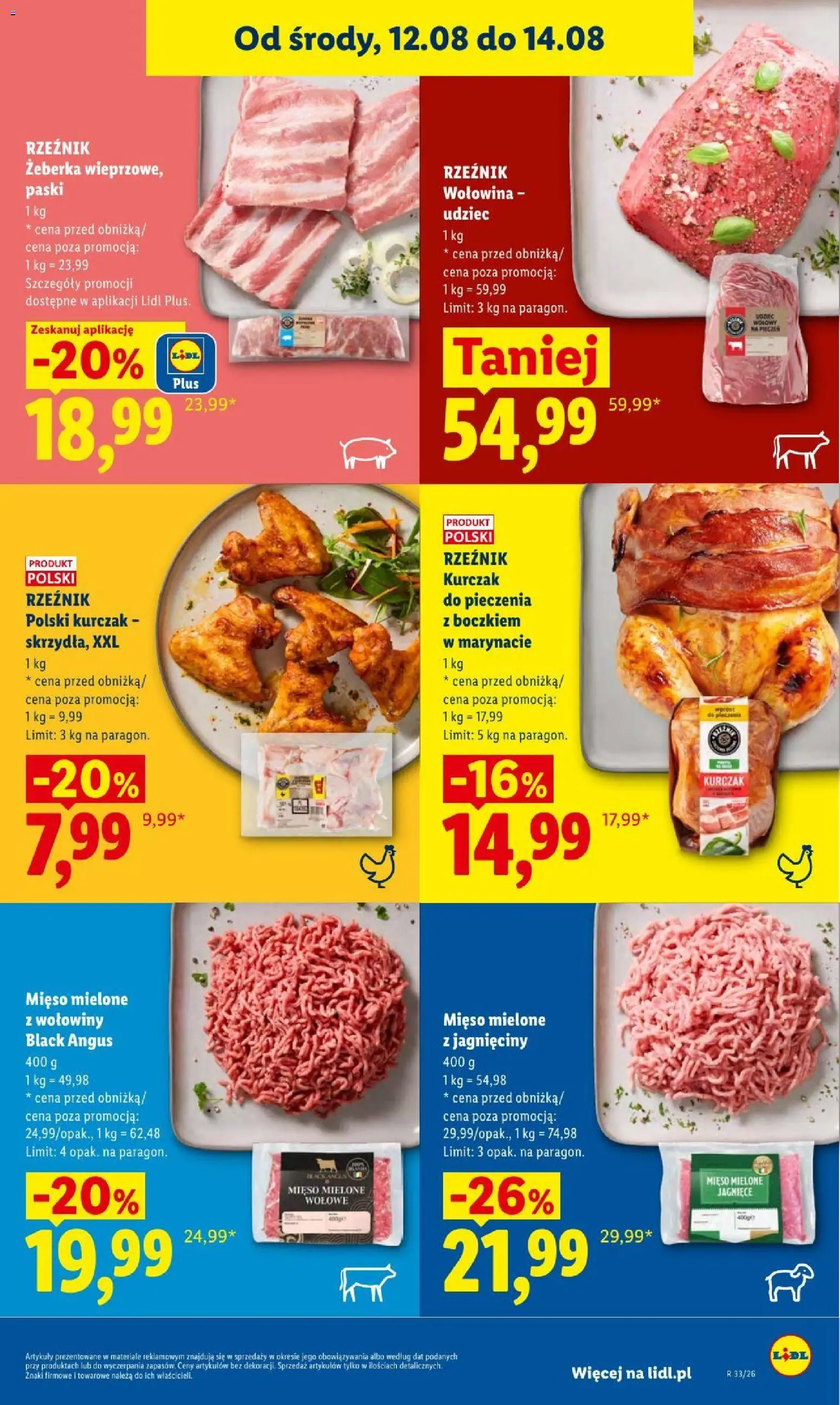 Lidl gazetka od 12.08.2026 | Strona: 61 | Produkty: Żeberka, Kurczak, Mięso mielone, Wołowina