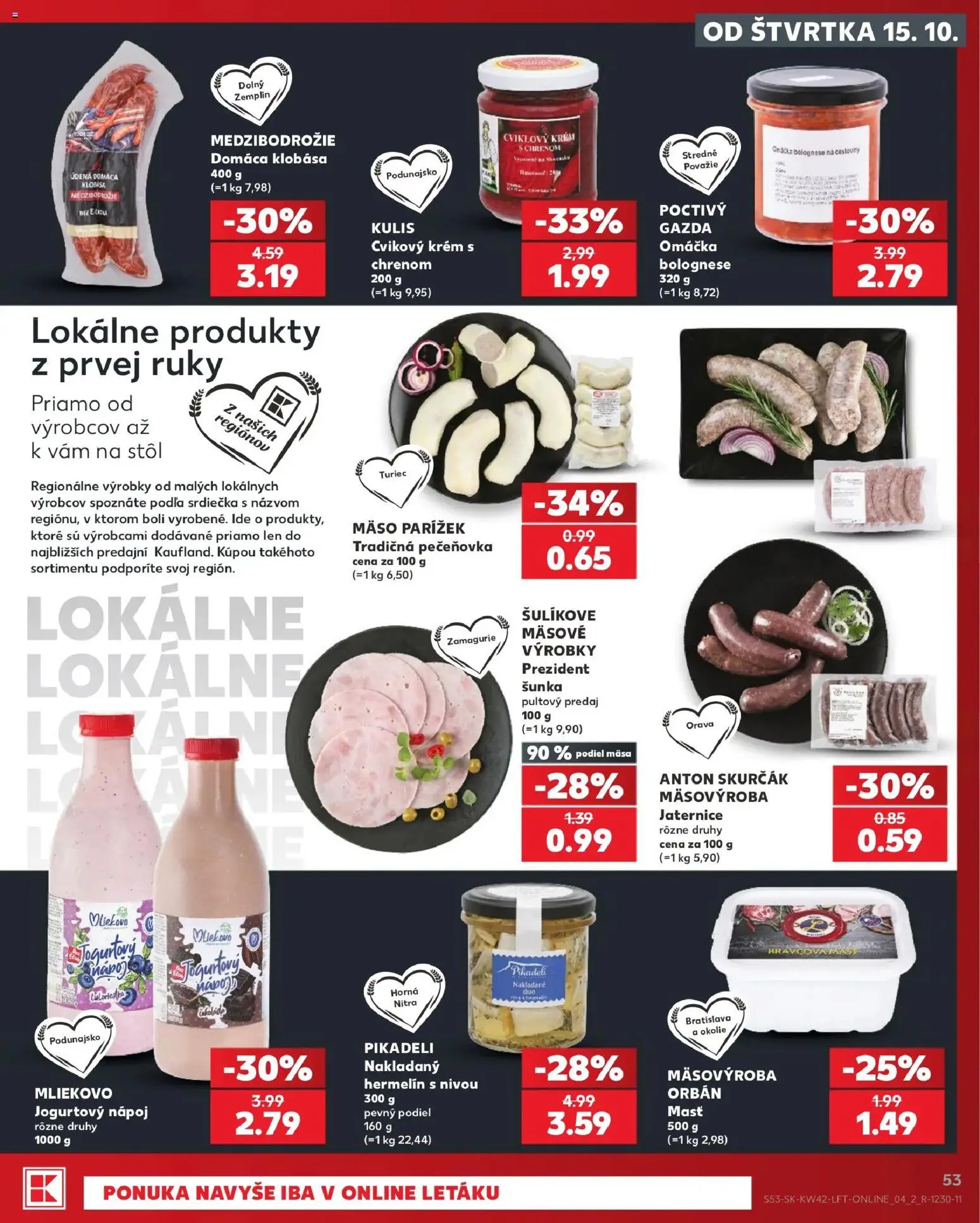 Nové Kaufland akcie – leták je platný od 15.10.2026 | Strana: 53 | Produkty: Stôl, Šunka, Krém