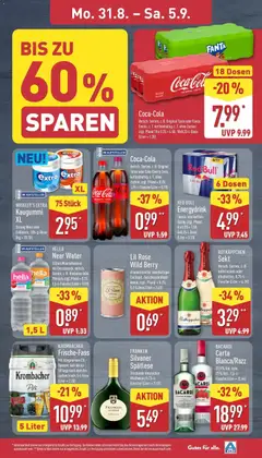 Aldi Aktueller Prospekt ab 31.08.2026 gültig | Seite: 9 | Produkte: Rotkappchen sekt, Pils, Mineralwasser, Himbeere