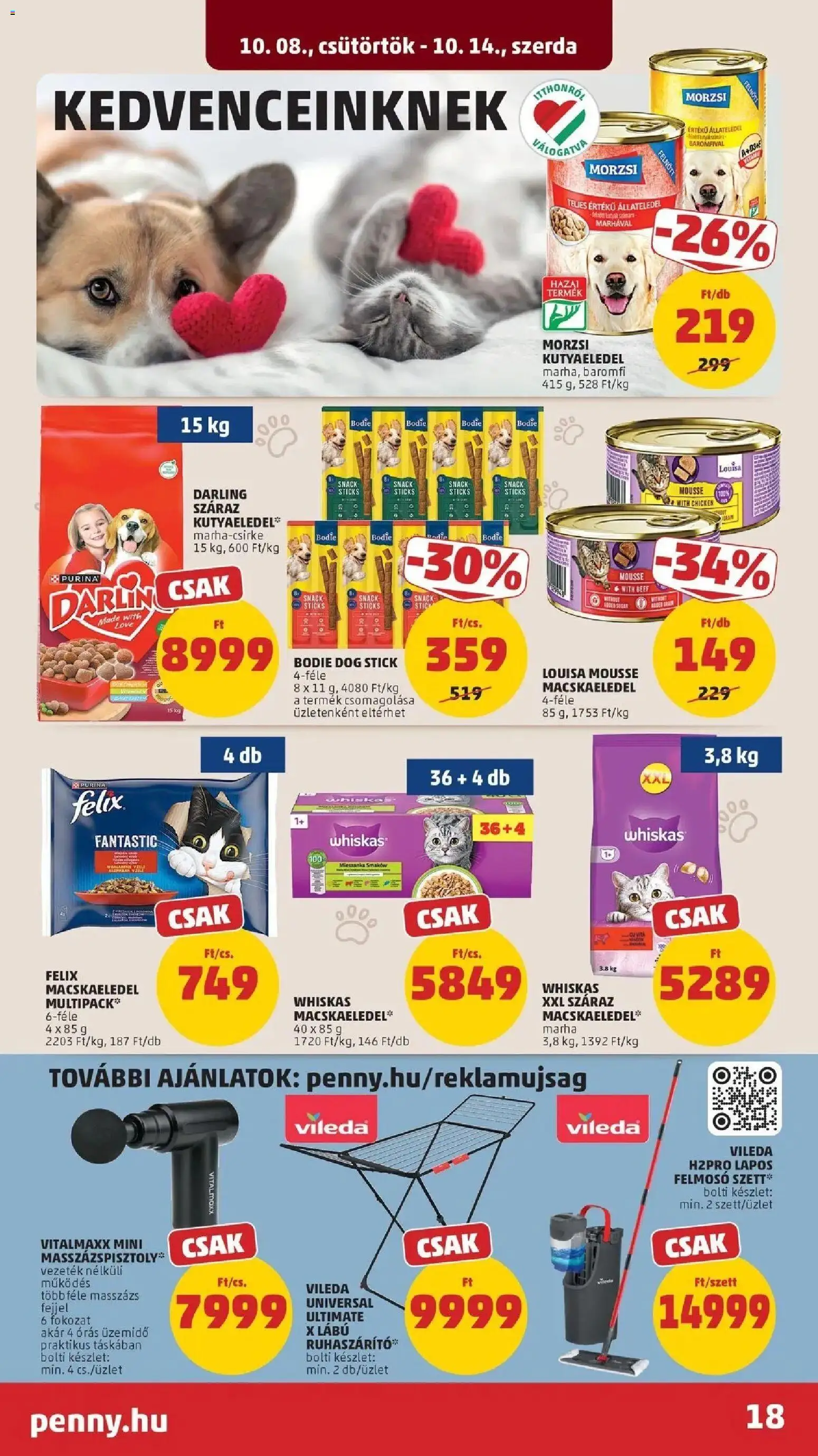 PENNY aktuális akciós újság: 2026.10.07.-tól lapozható | Oldal: 18 | Termékek: Whiskas, Felix, Purina, Ruhaszárító