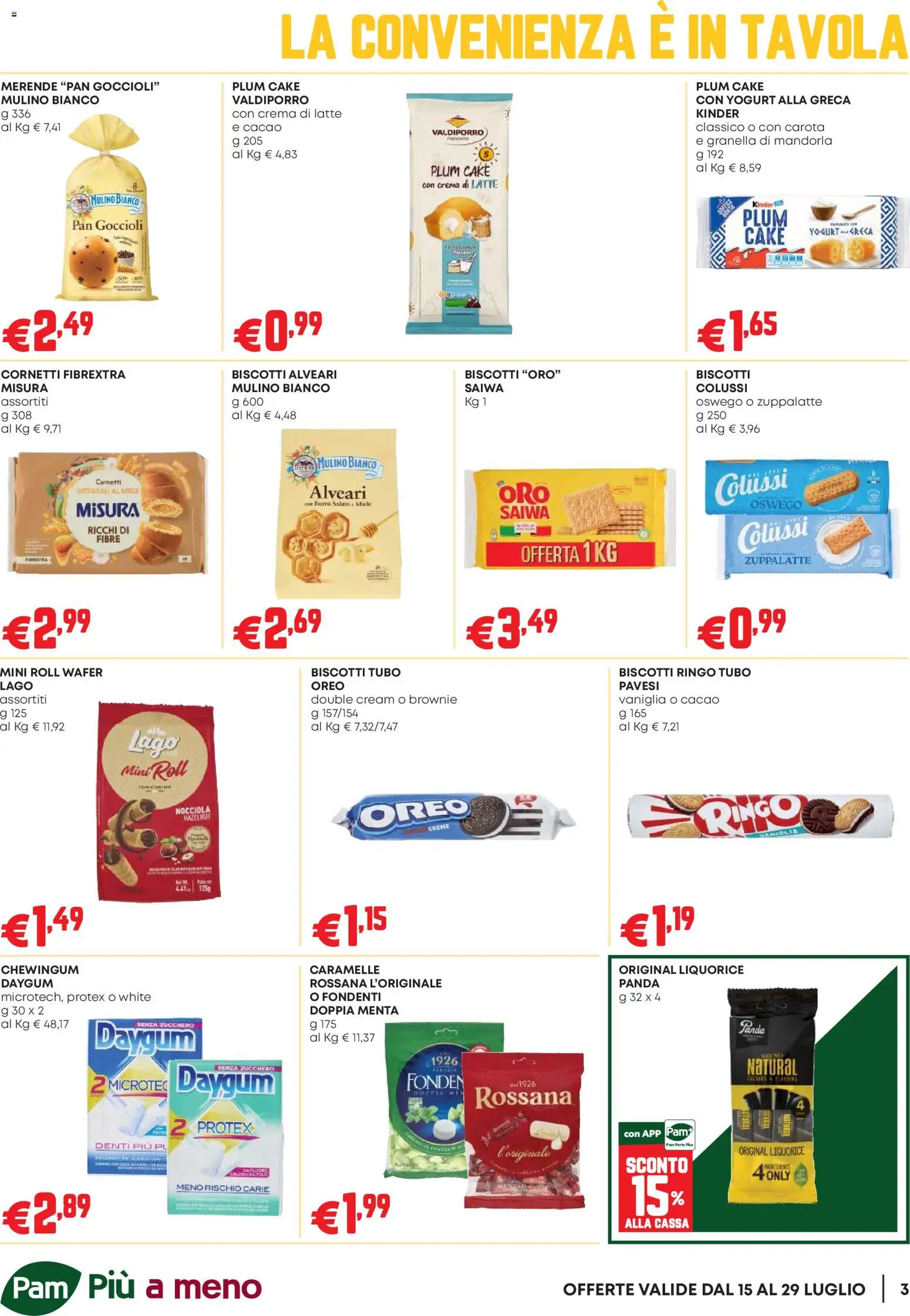 Volantino PAM del 16/07/2026 | Pagina: 3 | Prodotti: Zucchero, Latte, Cacao, Menta