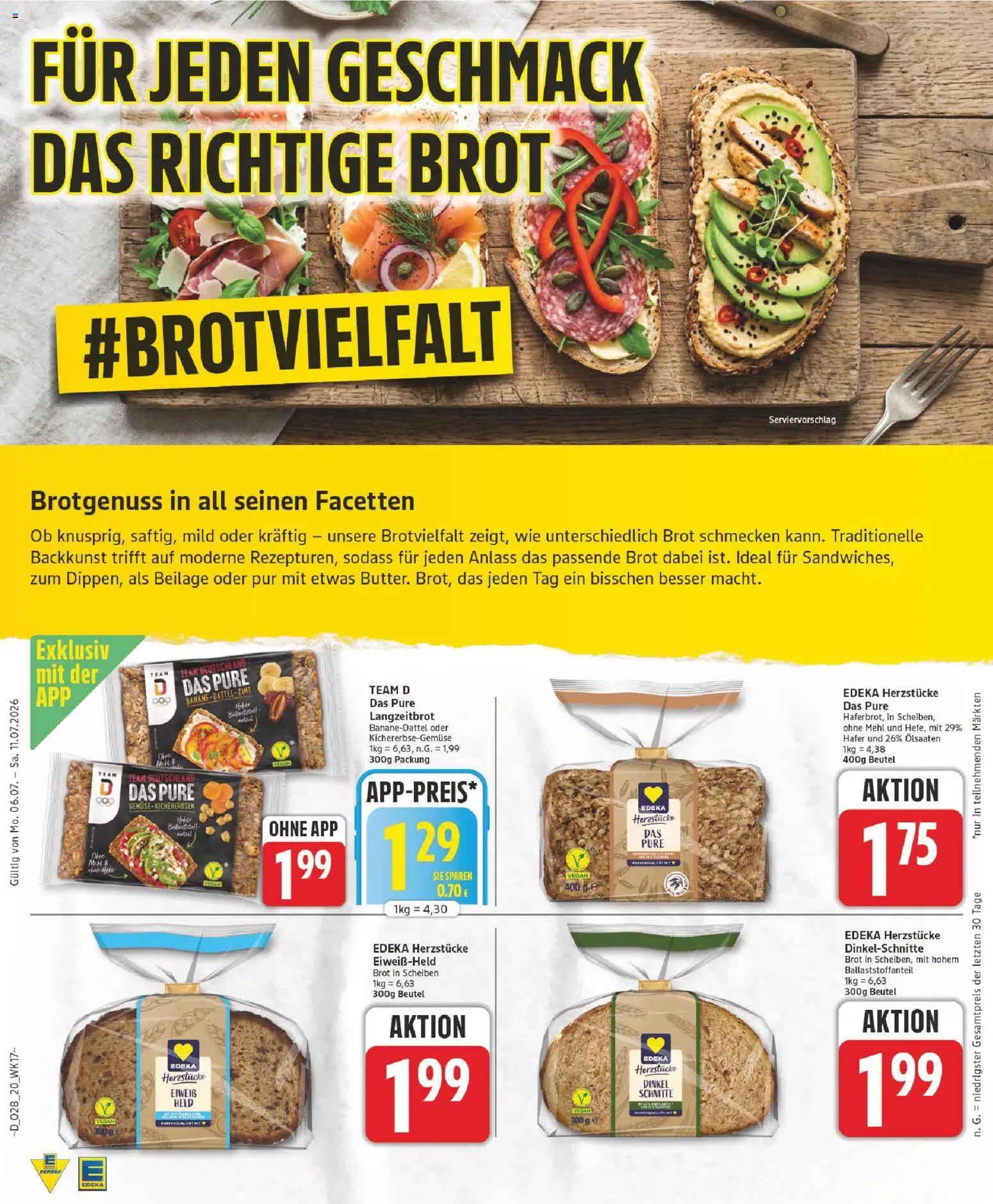 Edeka Prospekt – gültig ab 06.07.2026 | Seite: 20 | Produkte: Mehl, Brot