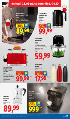 Ofertele Lidl valabile de la 28.09.2026 | Pagină: 33 | Produse: Mixer, Toaster, Pâine, Prăjitor de pâine
