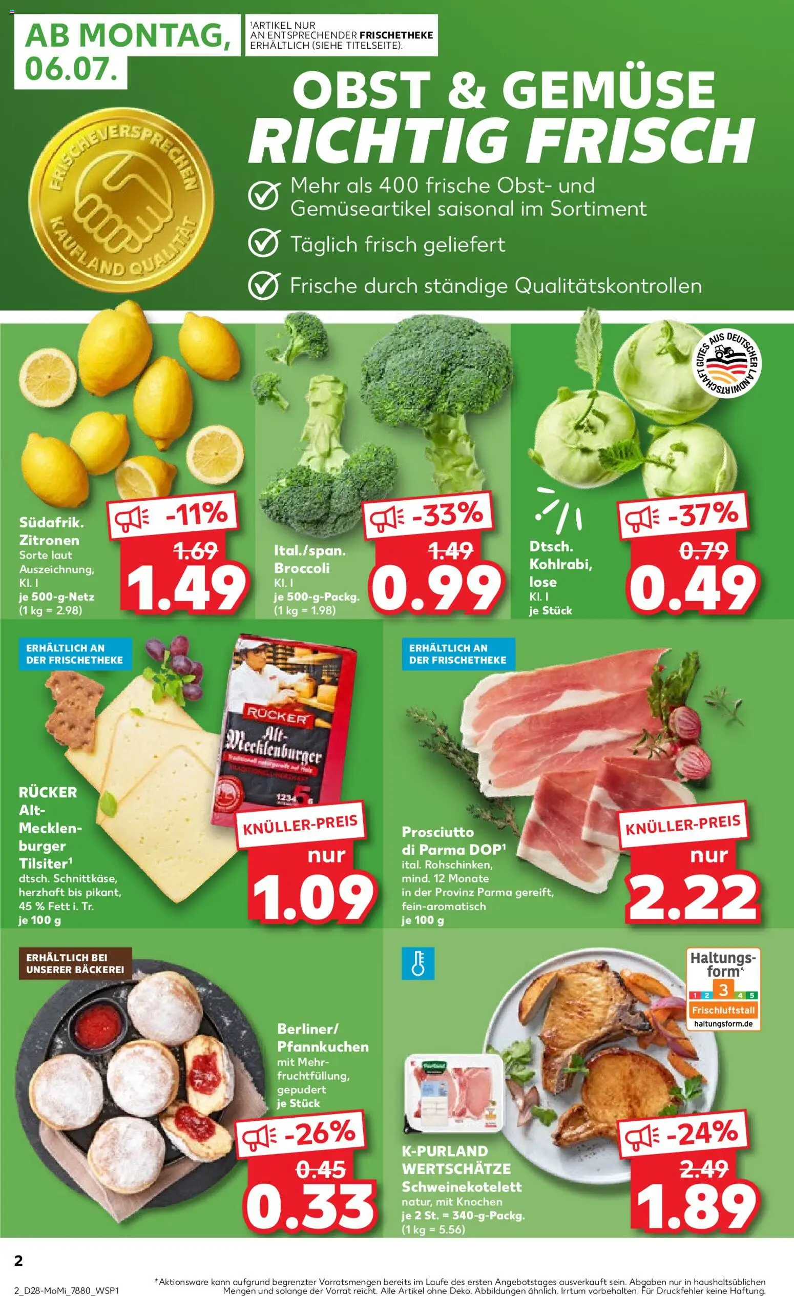 Kaufland Německo leták - Kiel od 06.07.2026 | Strana: 2 | Produkty: Burger, Prosciutto, Forma