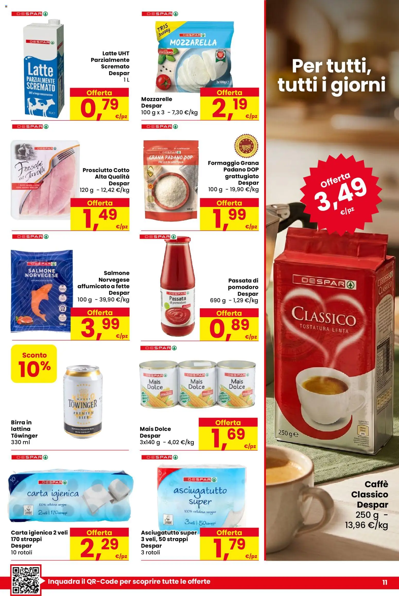 Volantino Despar del 23/07/2026 | Pagina: 11 | Prodotti: Salmone, Formaggio, Prosciutto, Grana Padano