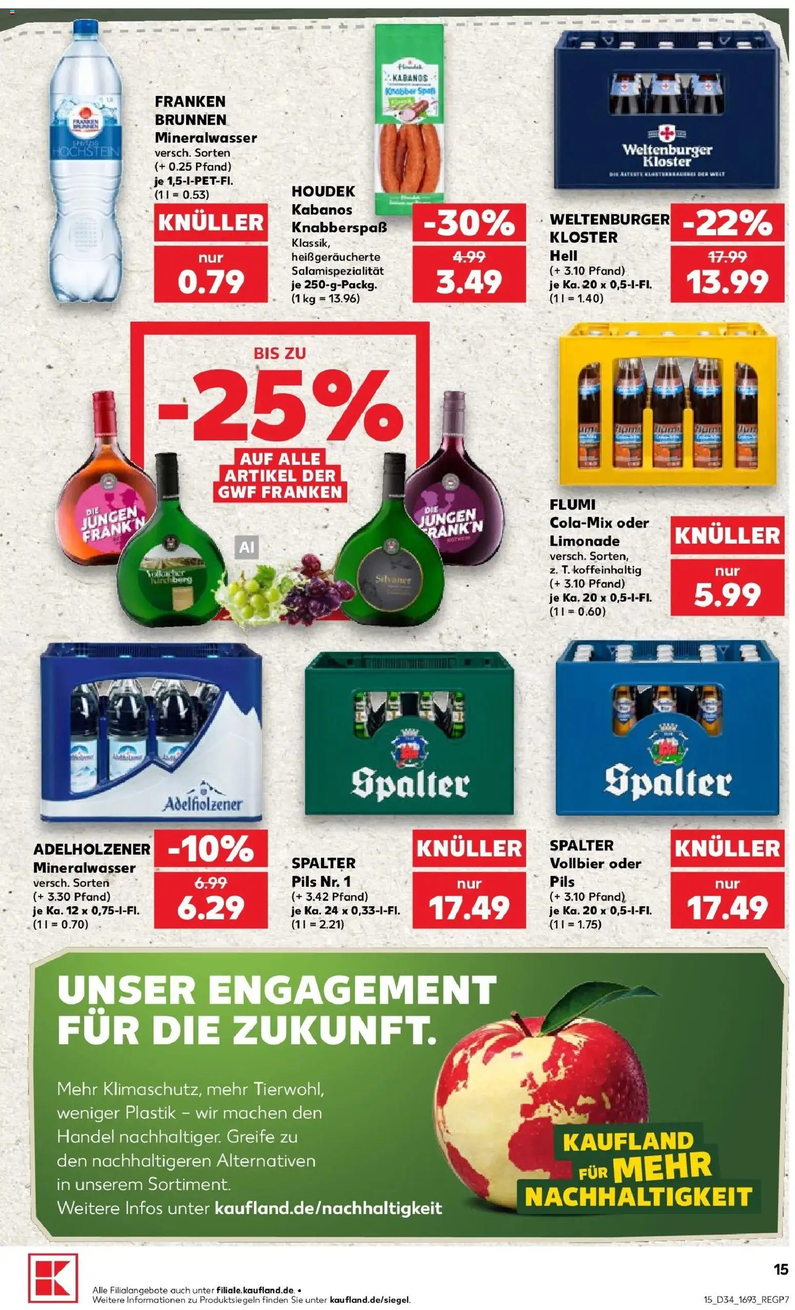 Prospekt Kaufland ab 20.08.2026 » Angebote Online zum Blättern | Seite: 15 | Produkte: Pils, Adelholzener, Limonade, Mineralwasser