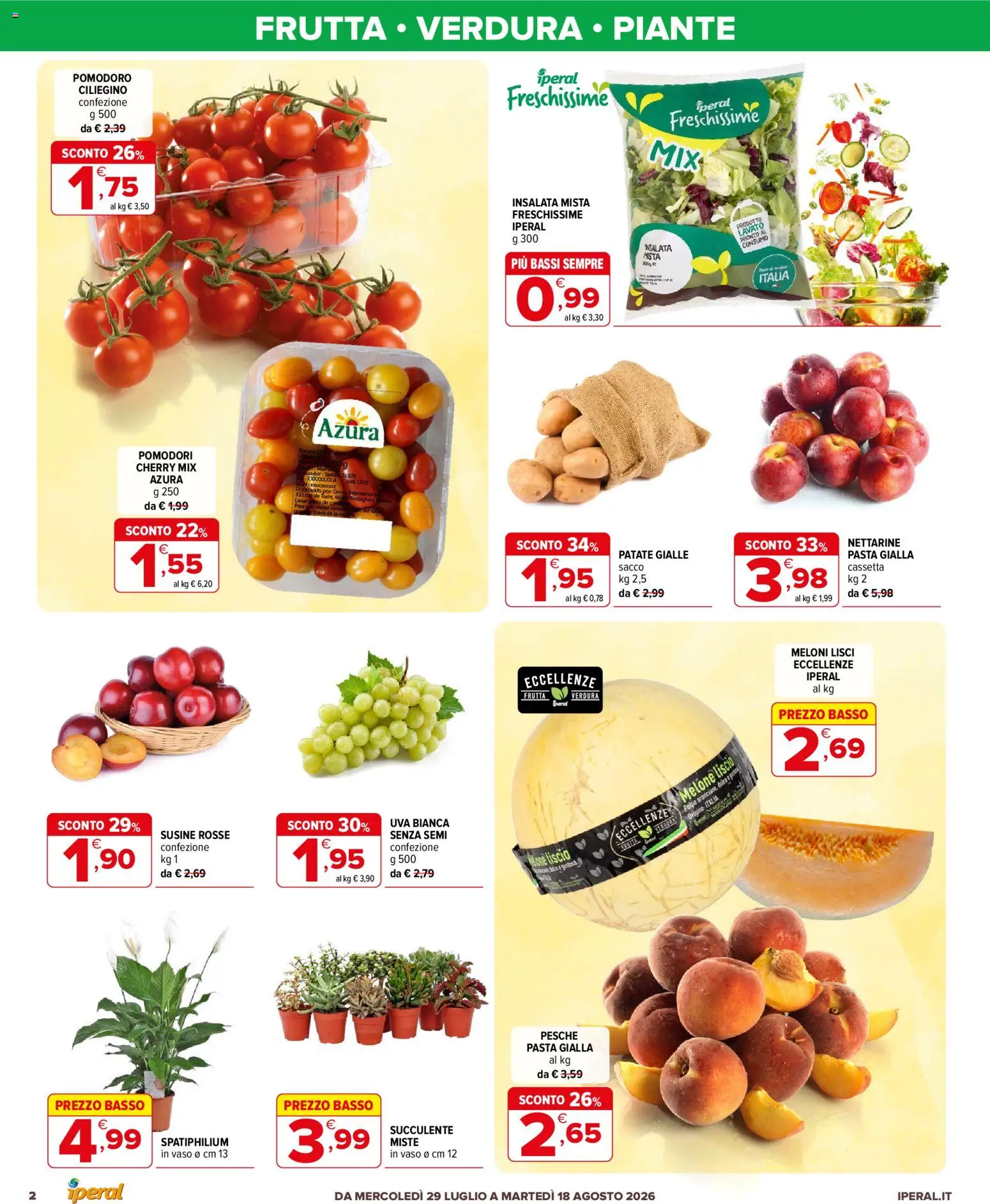 Volantino Iperal del 29/07/2026 | Pagina: 2 | Prodotti: Frutta, Pomodori, Nettarine, Susine