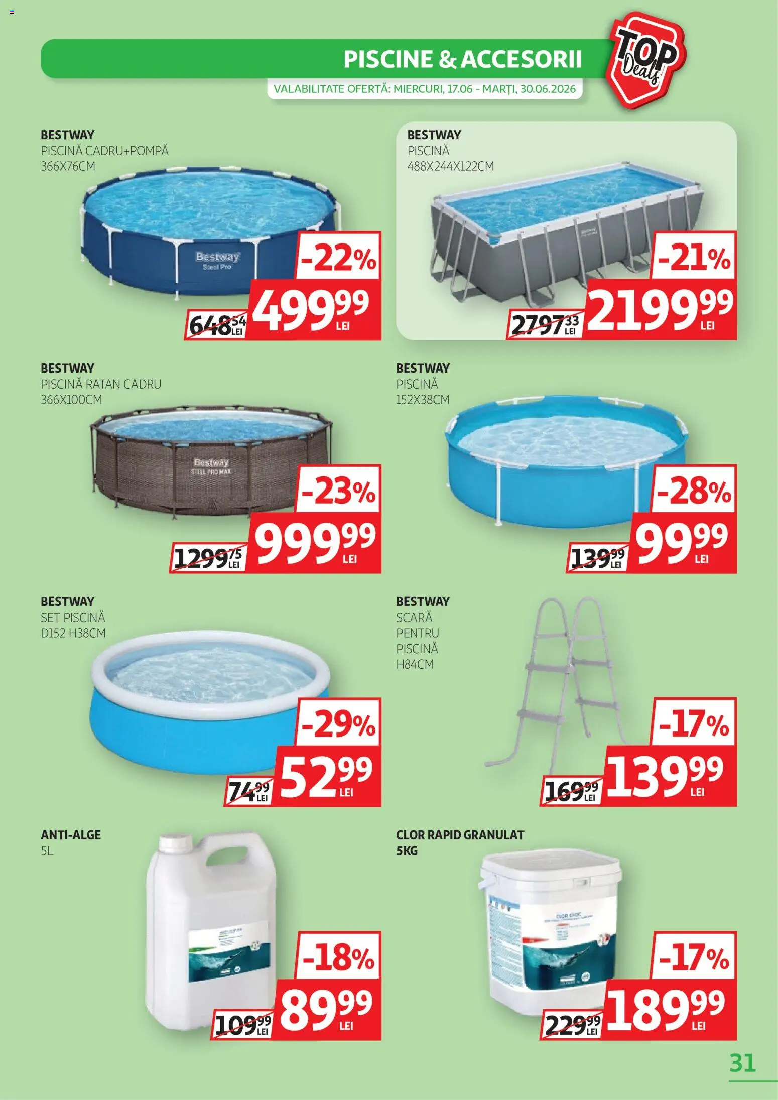Noul catalog Auchan – valabil de la 17.06.2026 | Pagină: 31 | Produse: Piscină, Scară
