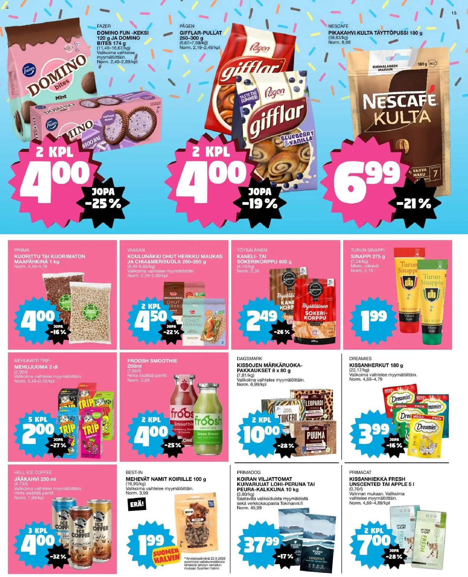 Tokmanni tarjoukset – voimassa 06/07/2026 alkaen | Sivu: 15 | Tuotteet: Jääkahvi, Kaneli, Sinappi, Guava