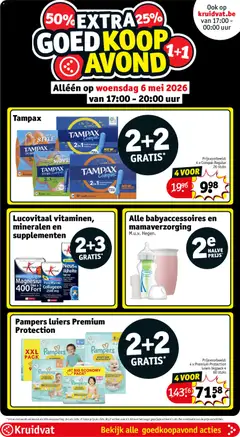 Lucovitaal vitaminen, mineralen en supplementen, Lucovitaal vitaminen, mineralen en supplementen, 2+3 GRATIS* - Voorbeeld van een folder van Kruidvat, geldig van 05.05.2026 | Pagina: 17 | Producten: Pampers, Supplementen, Kan
