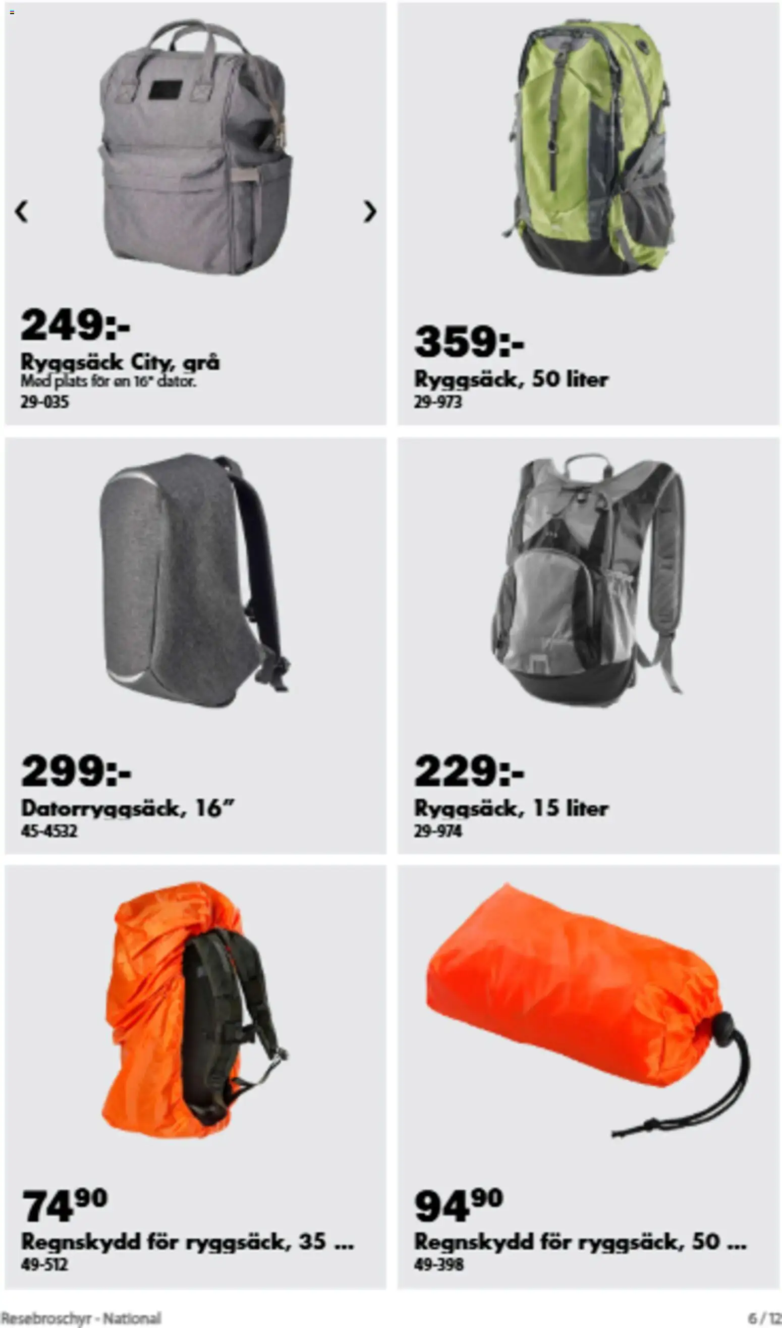 Biltema reklamblad aktuell från 29/06/2026 | Sida: 6 | Produkter: Ryggsäck