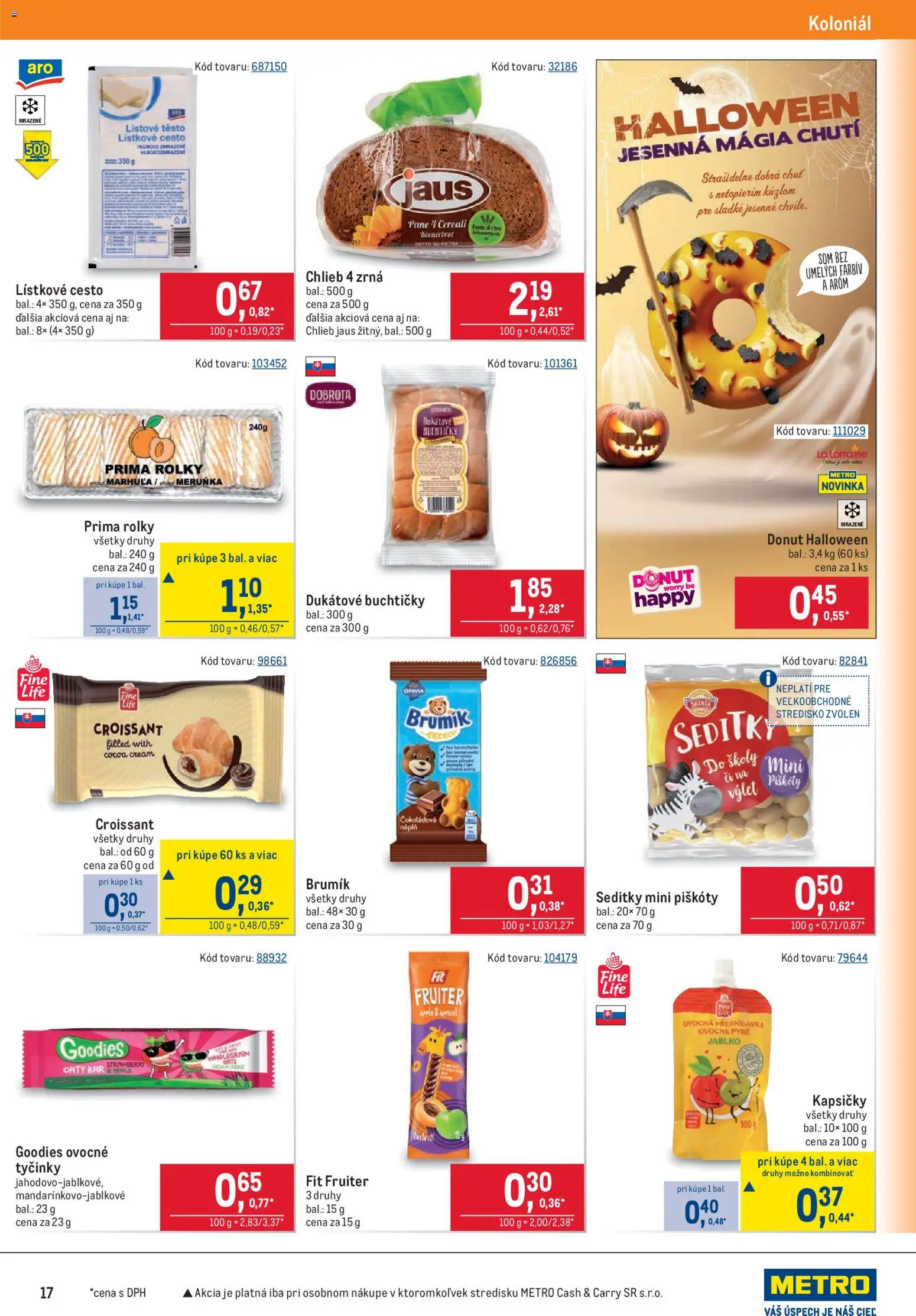Nové Metro akcie – leták je platný od 07.10.2026 | Strana: 17 | Produkty: Piškóty, Donut, Lístkové cesto, Kapsičky