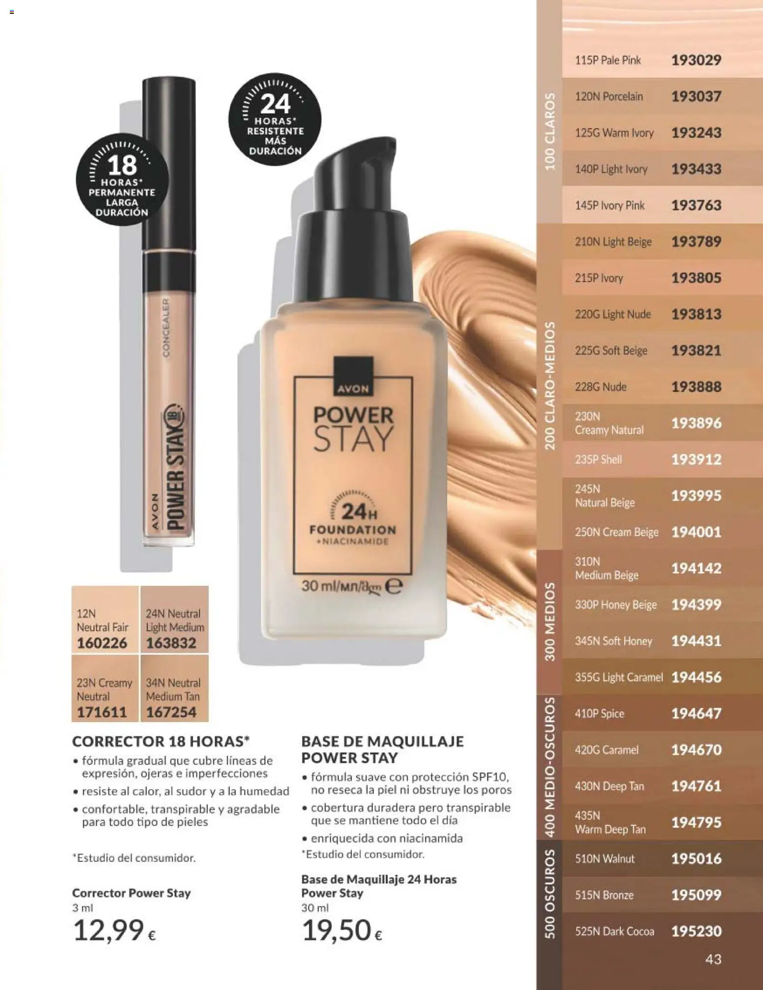 Catálogo AVON campaña 8 │ válido desde el 01/08/2026 | Página: 43 | Productos: Maquillaje, Corrector, Base de maquillaje