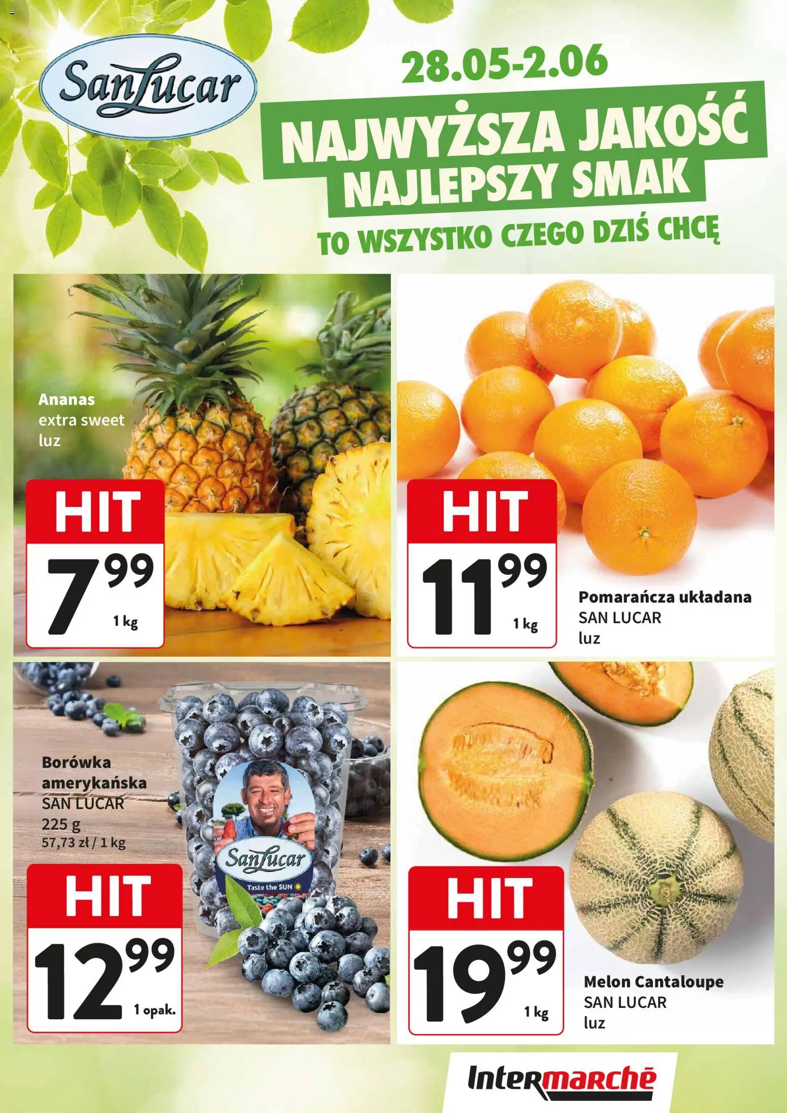 Intermarche gazetka - Świeży Hit od 28.05.2026 | Strona: 1 | Produkty: Melon, Borówka amerykańska, Ananas
