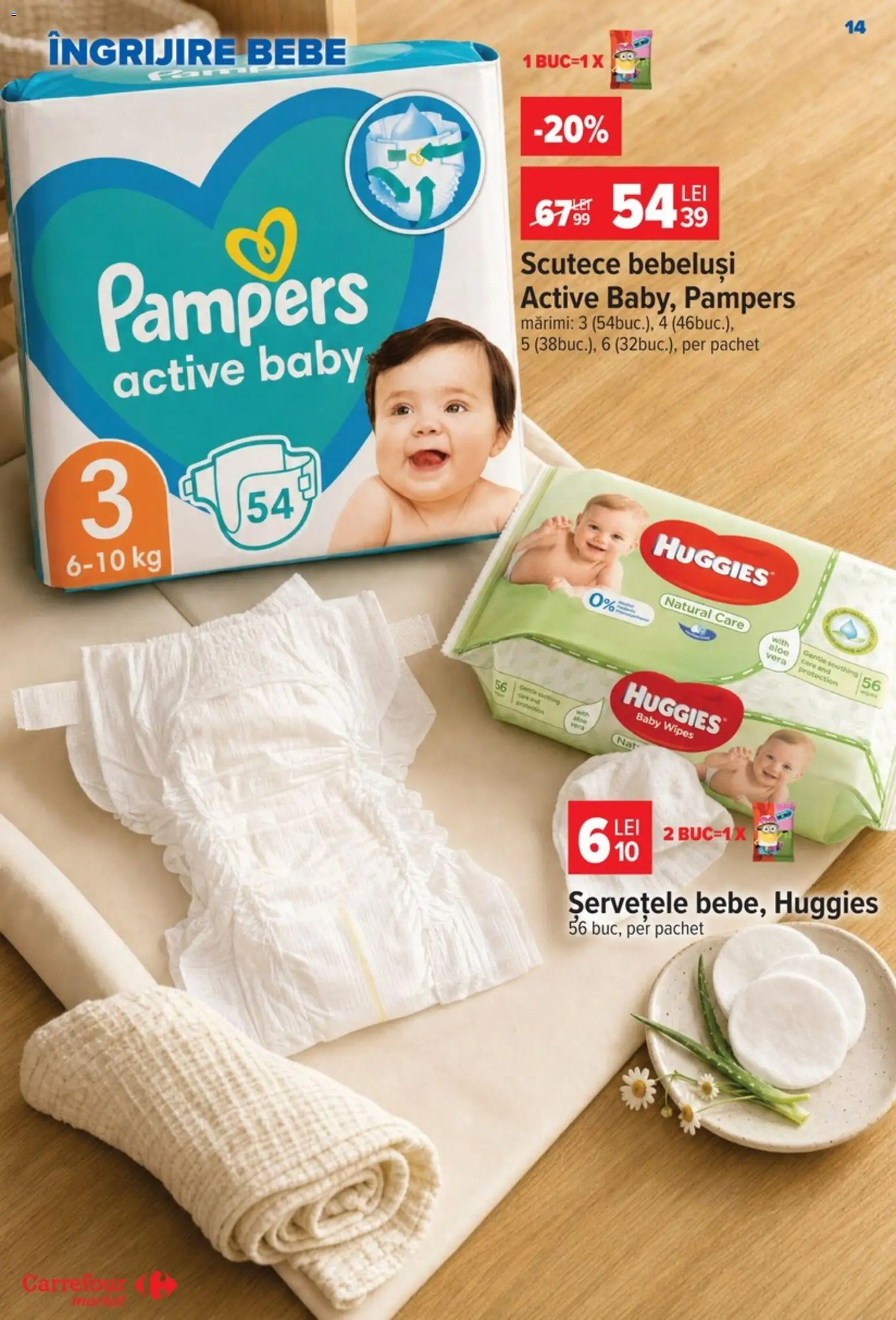 Noul catalog Carrefour – valabil de la 09.09.2026 | Pagină: 14 | Produse: Baby, Pampers, Active, Scutece