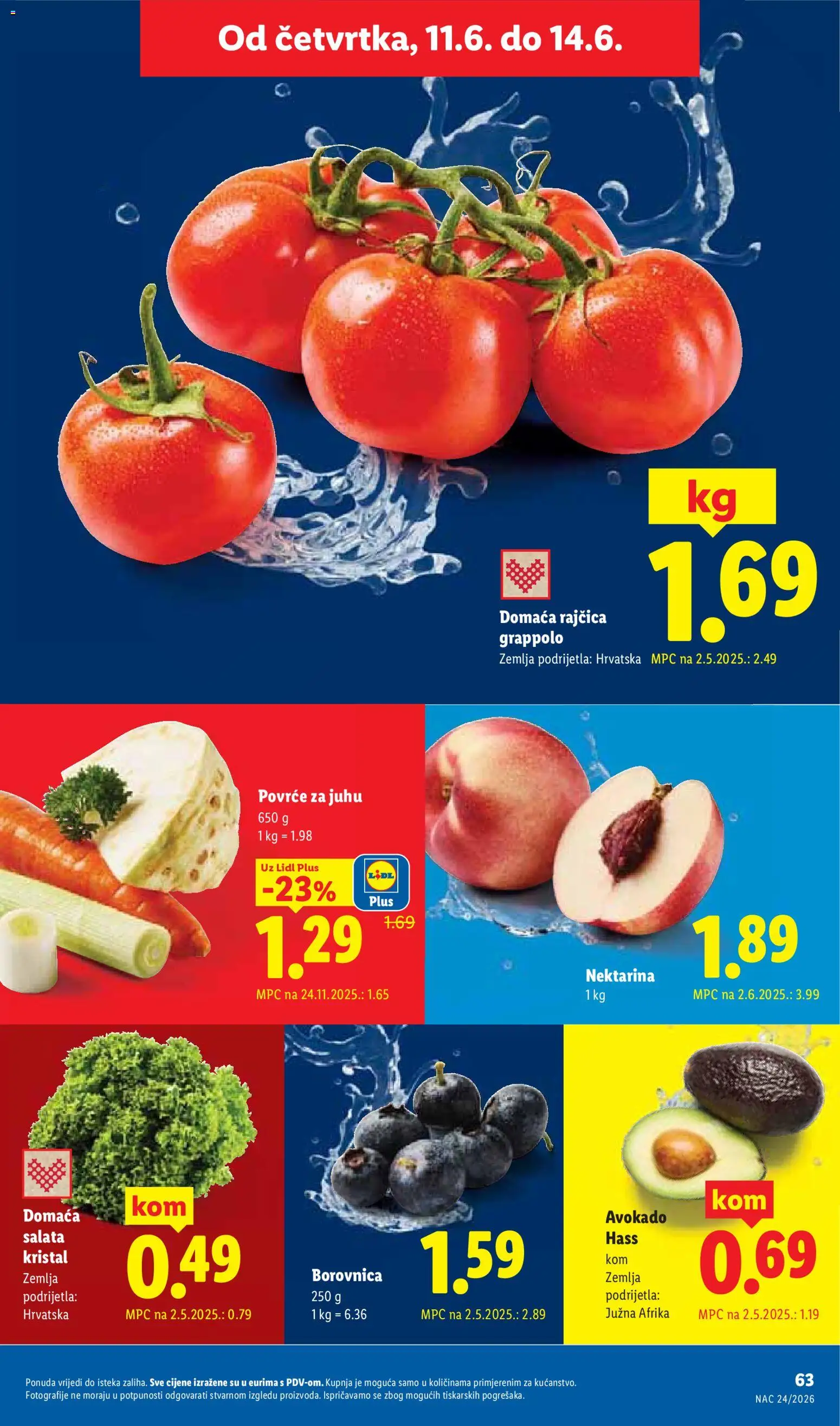 Lidl katalog | vrijedi od 08.06.2026 | Stranica: 63 | Proizvodi: Povrće, Nektarina, Borovnica, Rajčica
