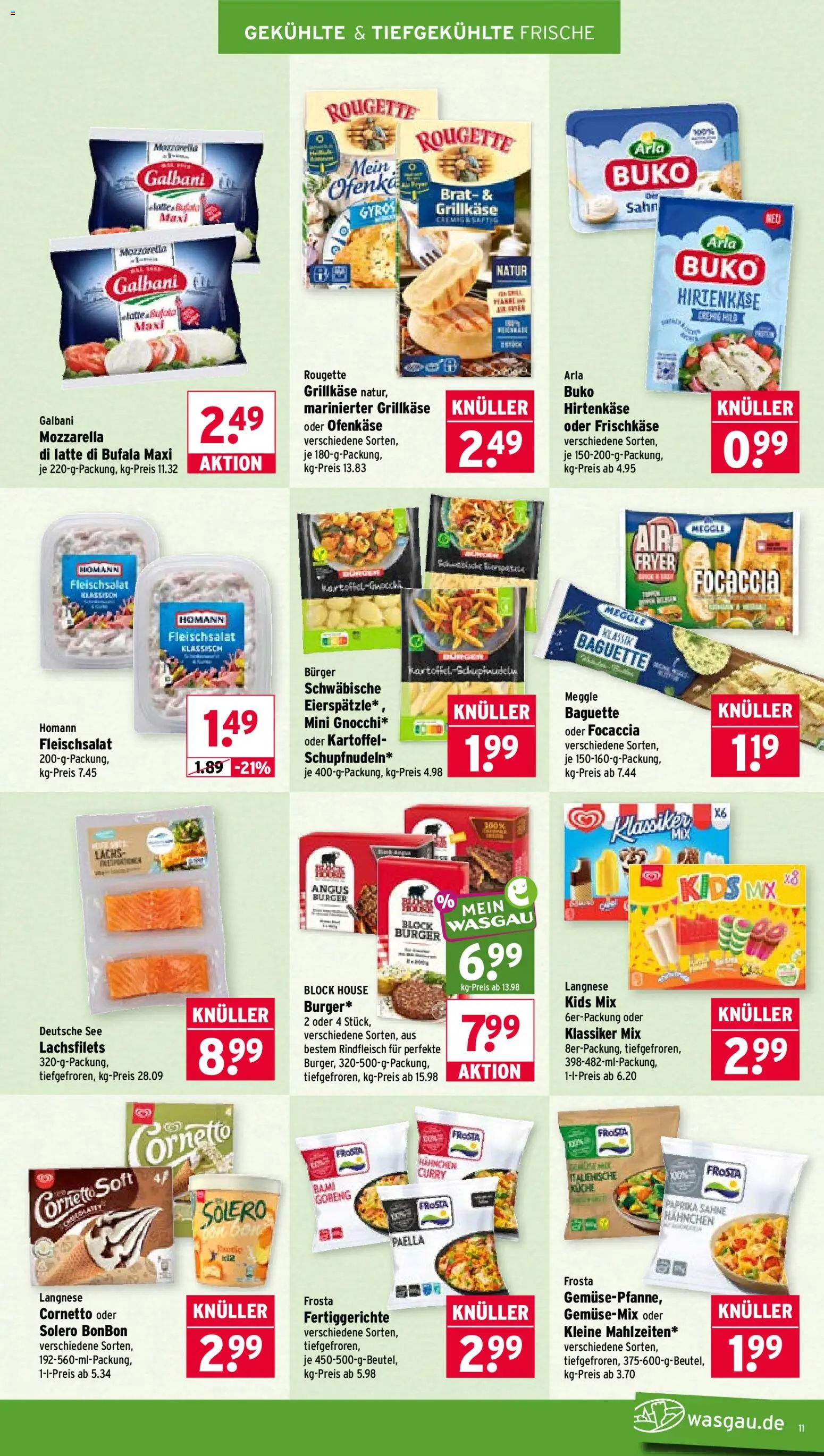 Wasgau Prospekt – gültig ab 20.07.2026 | Seite: 11 | Produkte: Langnese, Frosta, Gyros, Frischkase