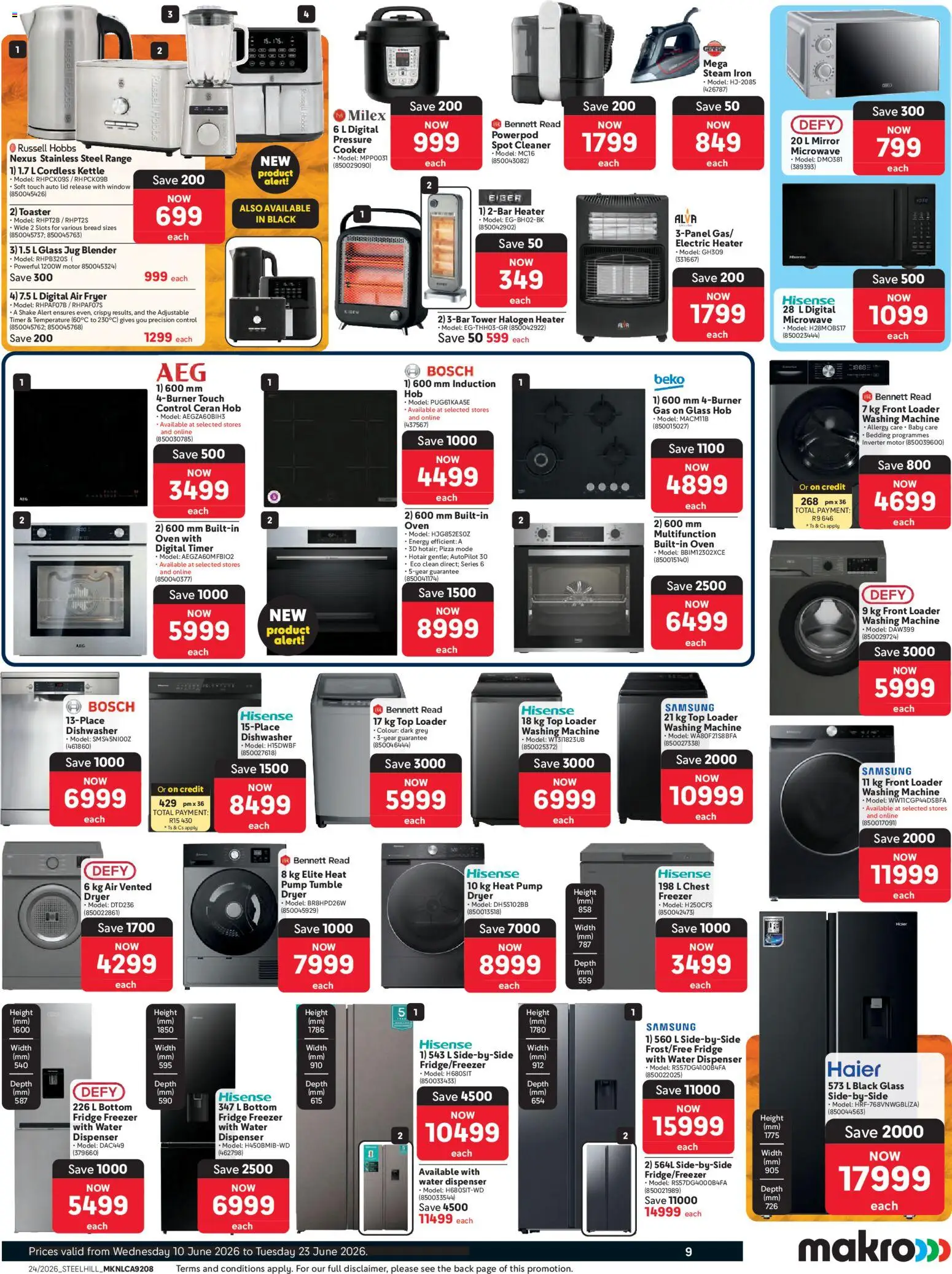 New Makro catalogue – valid from 10.06.2026 | Page: 9 | Products: Kettle, Cooker, Freezer fridge, Water